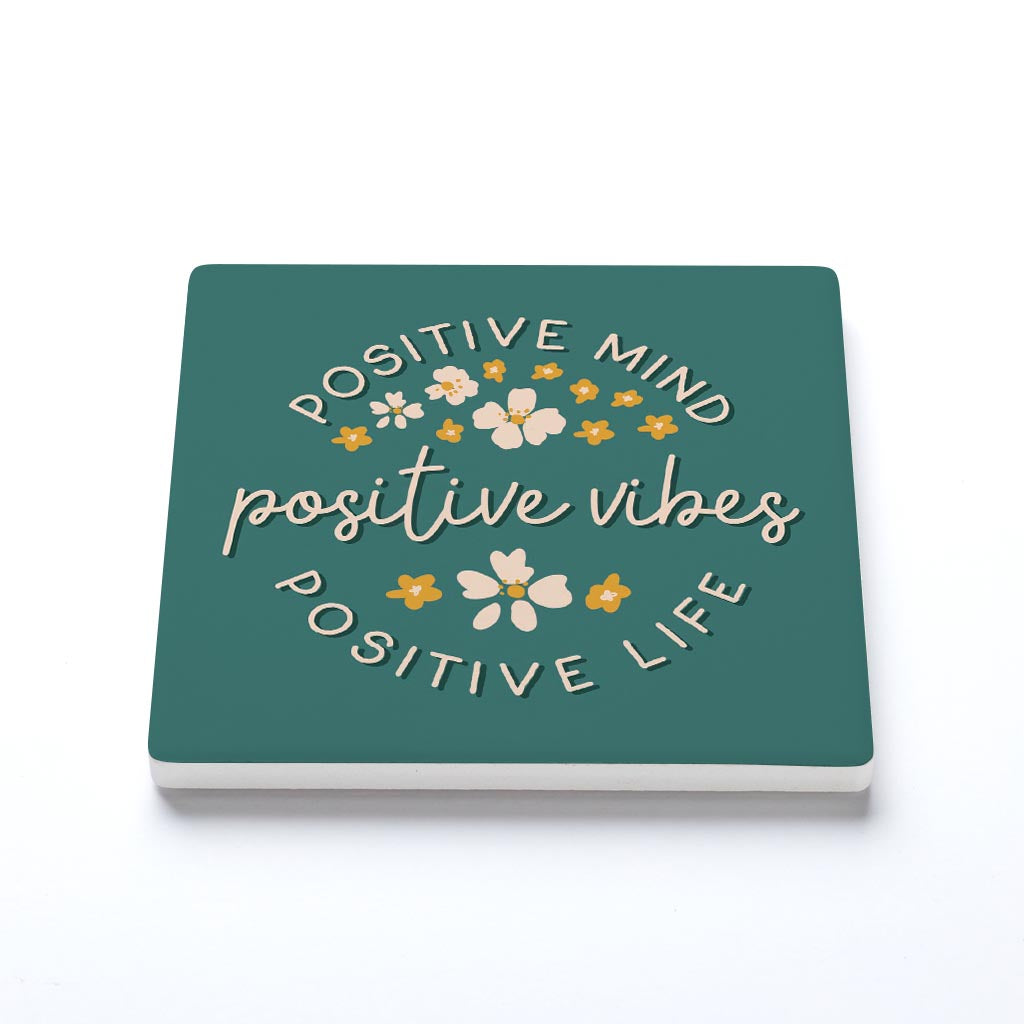 Ceramic Square Coaster-Positive Mind Positive Vibes -1