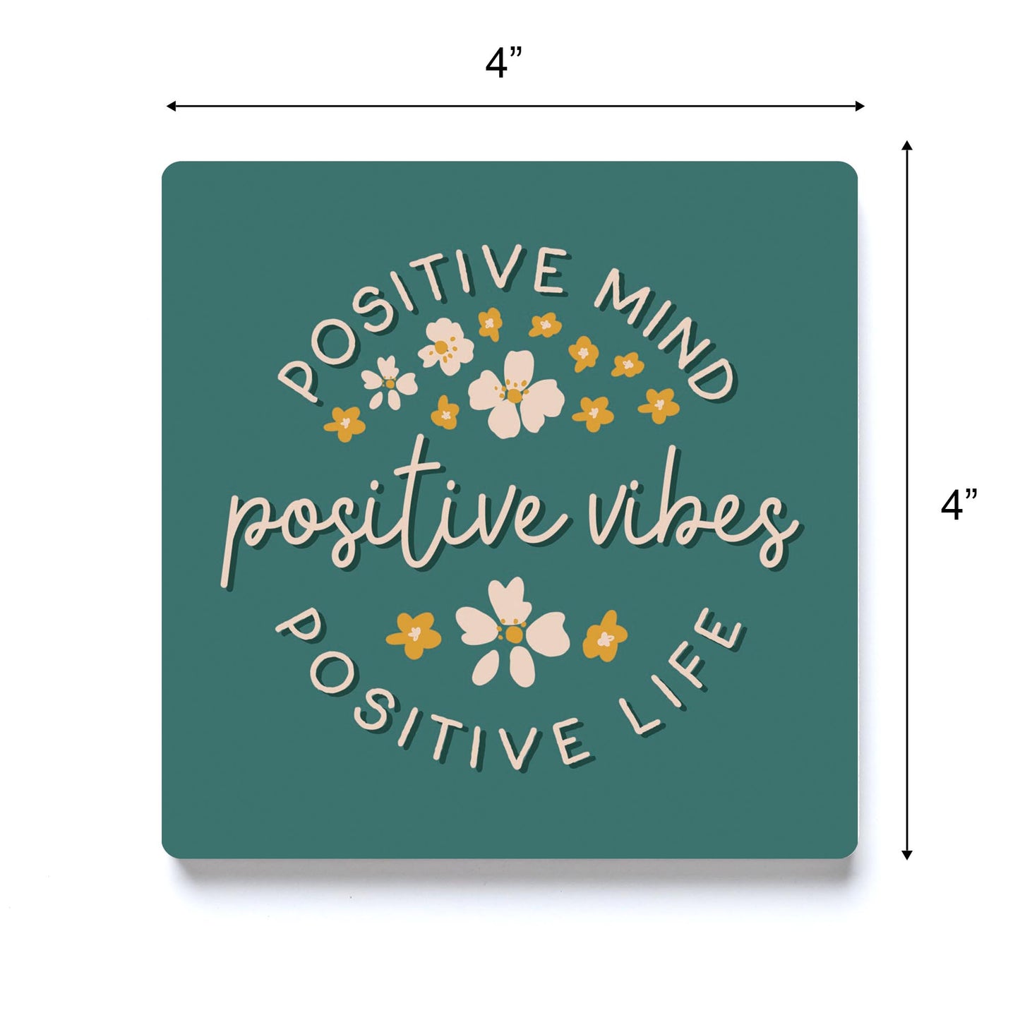 Ceramic Square Coaster-Positive Mind Positive Vibes -3