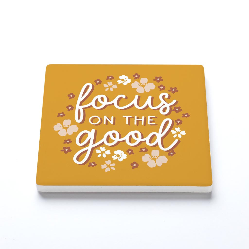 Ceramic Square Coaster-Focus On The Good -1