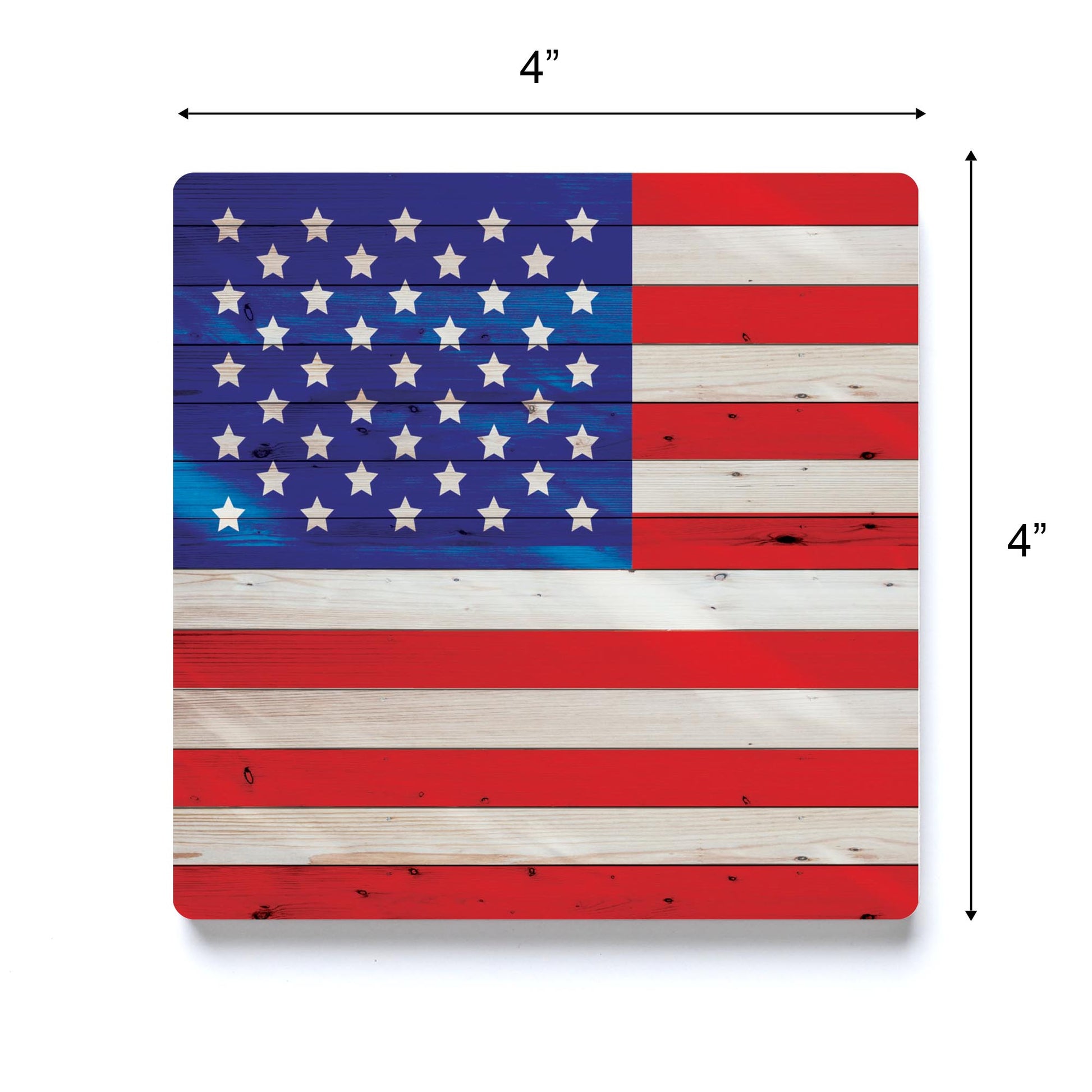 Ceramic Square Coaster-Wooden American Flag -3