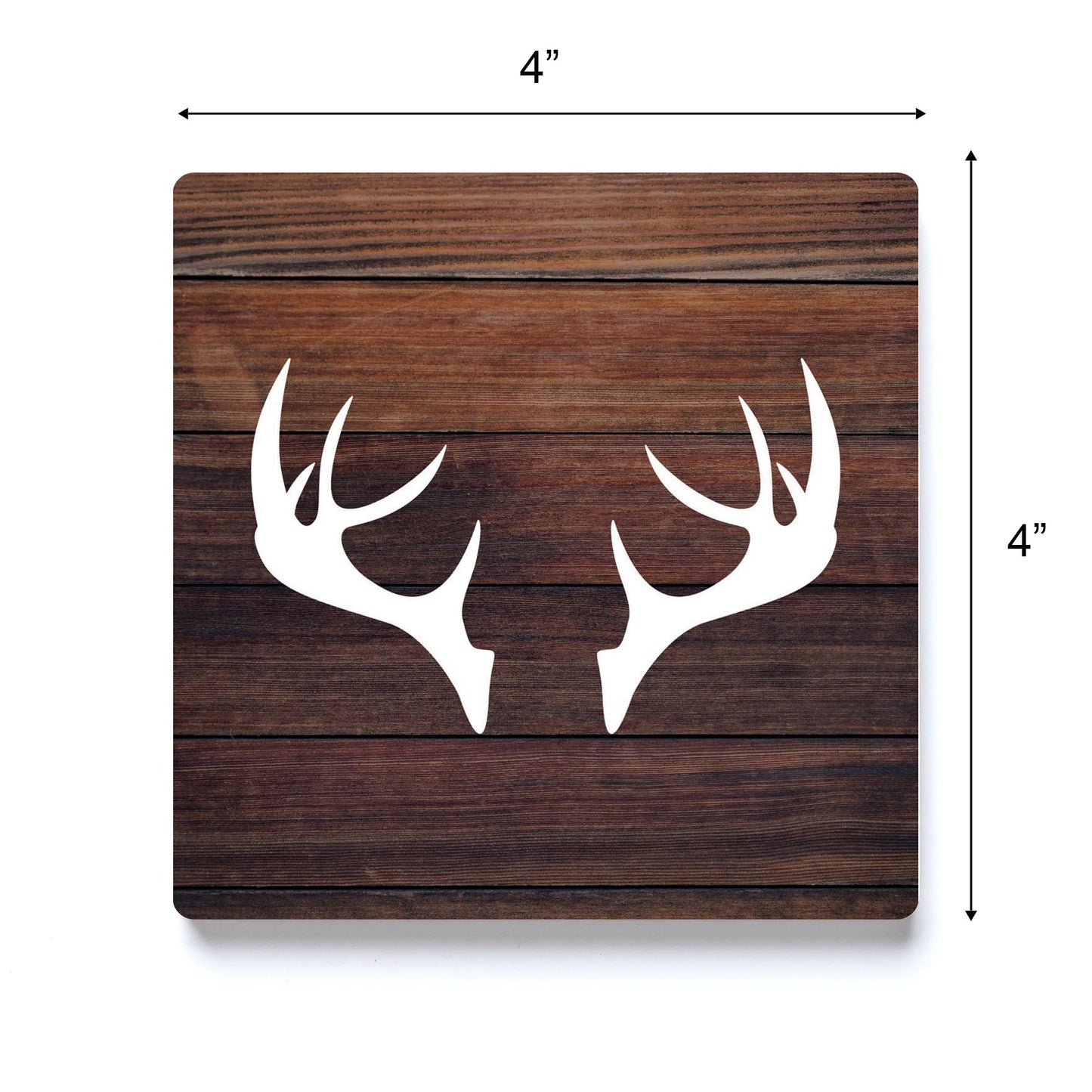 Ceramic Square Coaster-Wooden Antlers -3