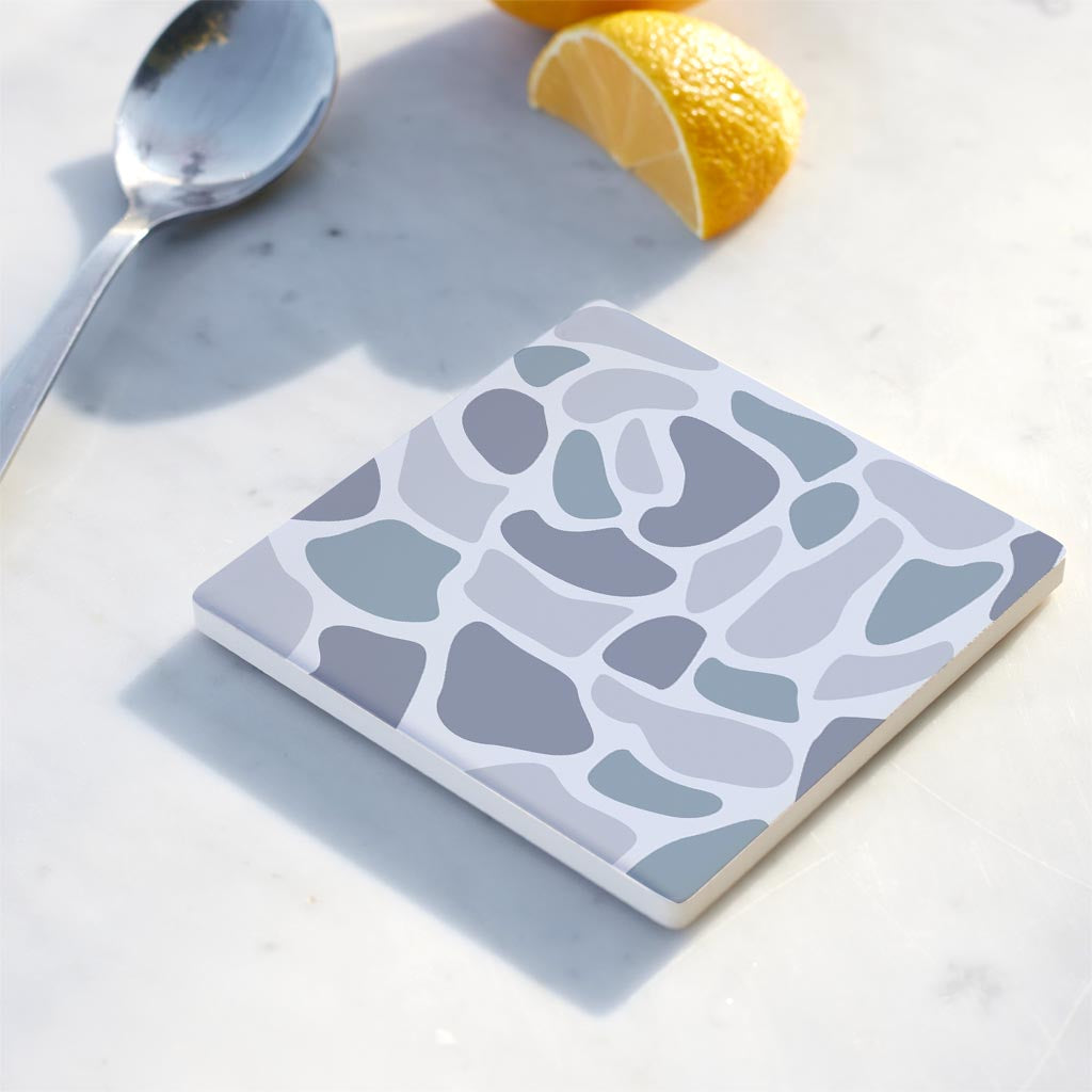 Ceramic Square Coaster-Grey Camo Pattern -4