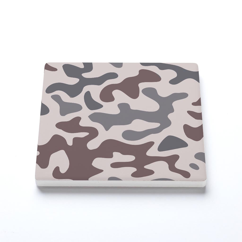 Ceramic Square Coaster-Brown Camo Pattern -1