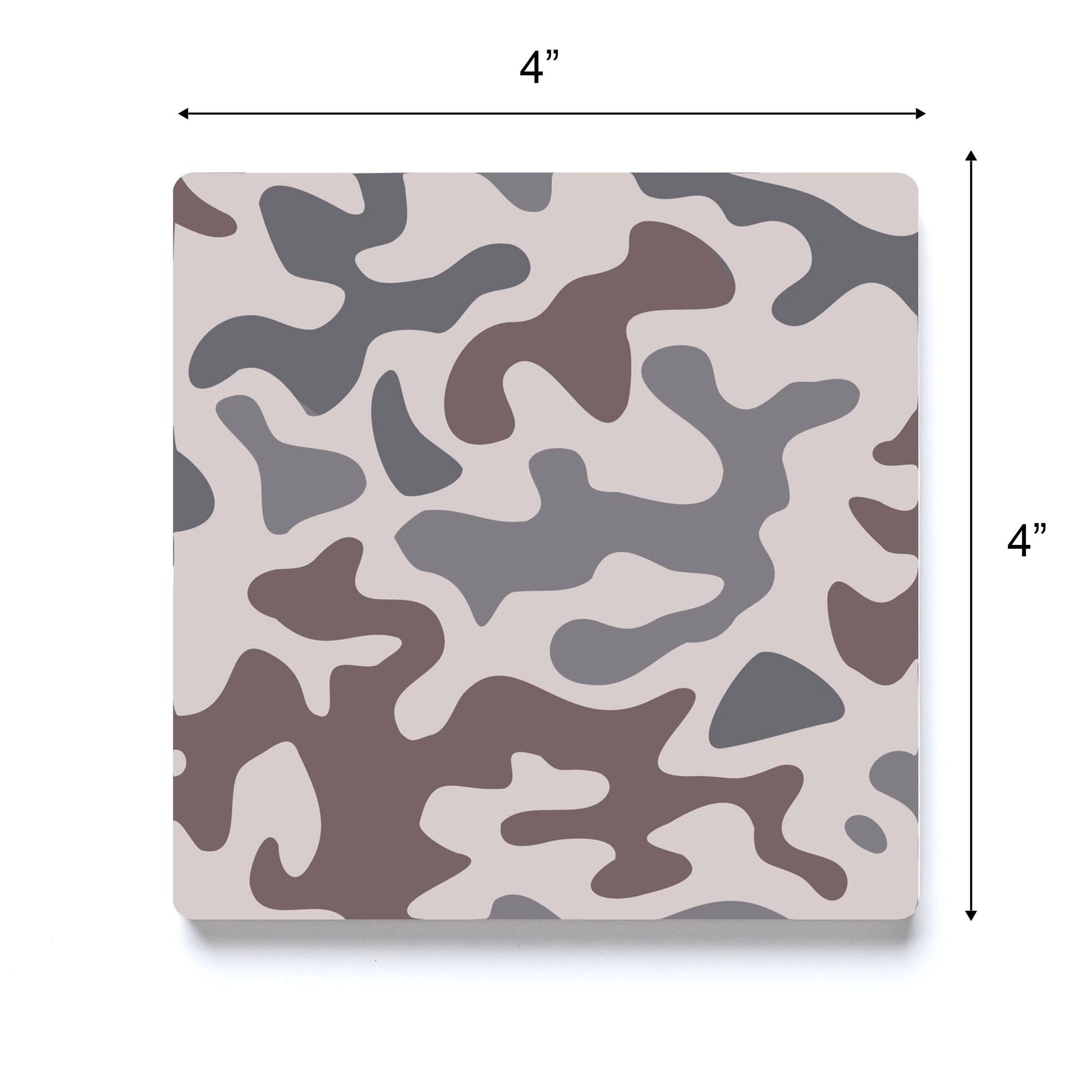 Ceramic Square Coaster-Brown Camo Pattern -3