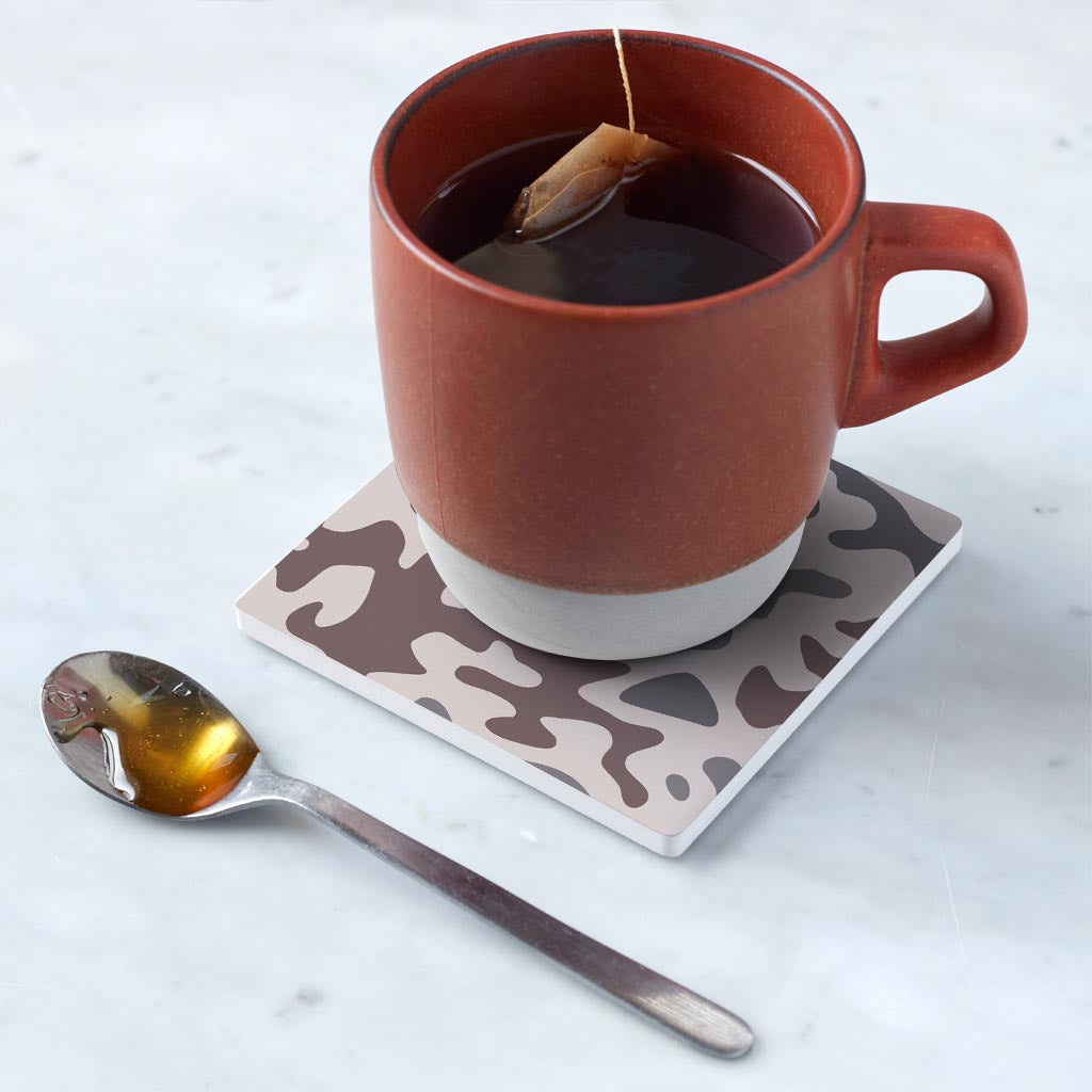 Ceramic Square Coaster-Brown Camo Pattern -5