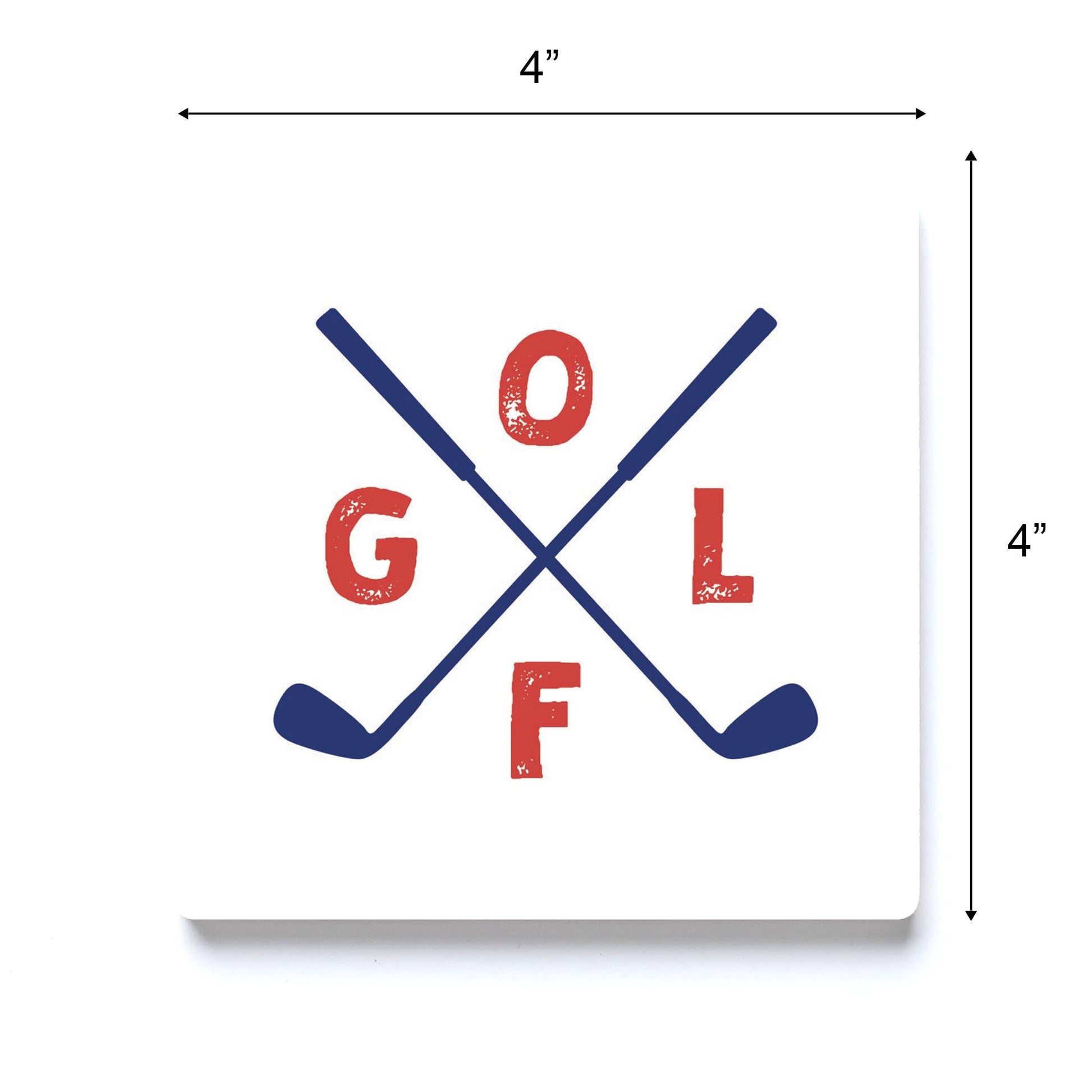 Ceramic Square Coaster-Golf Crossed Clubs -3