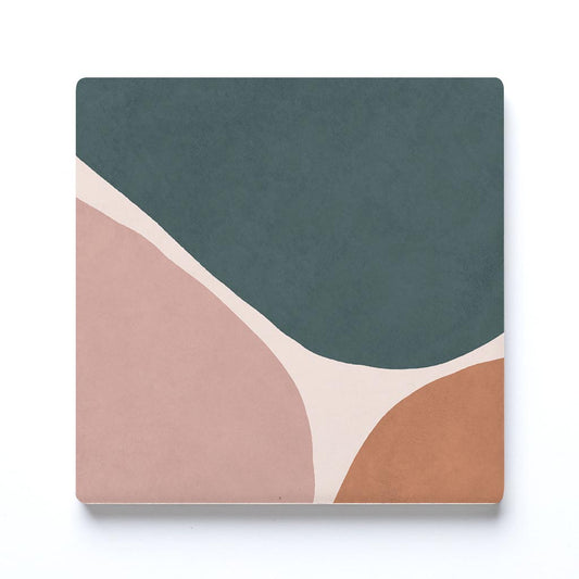 Ceramic Square Coaster-Abstract Retro Shapes 1 -0