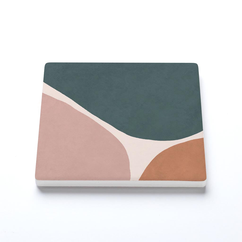 Ceramic Square Coaster-Abstract Retro Shapes 1 -1