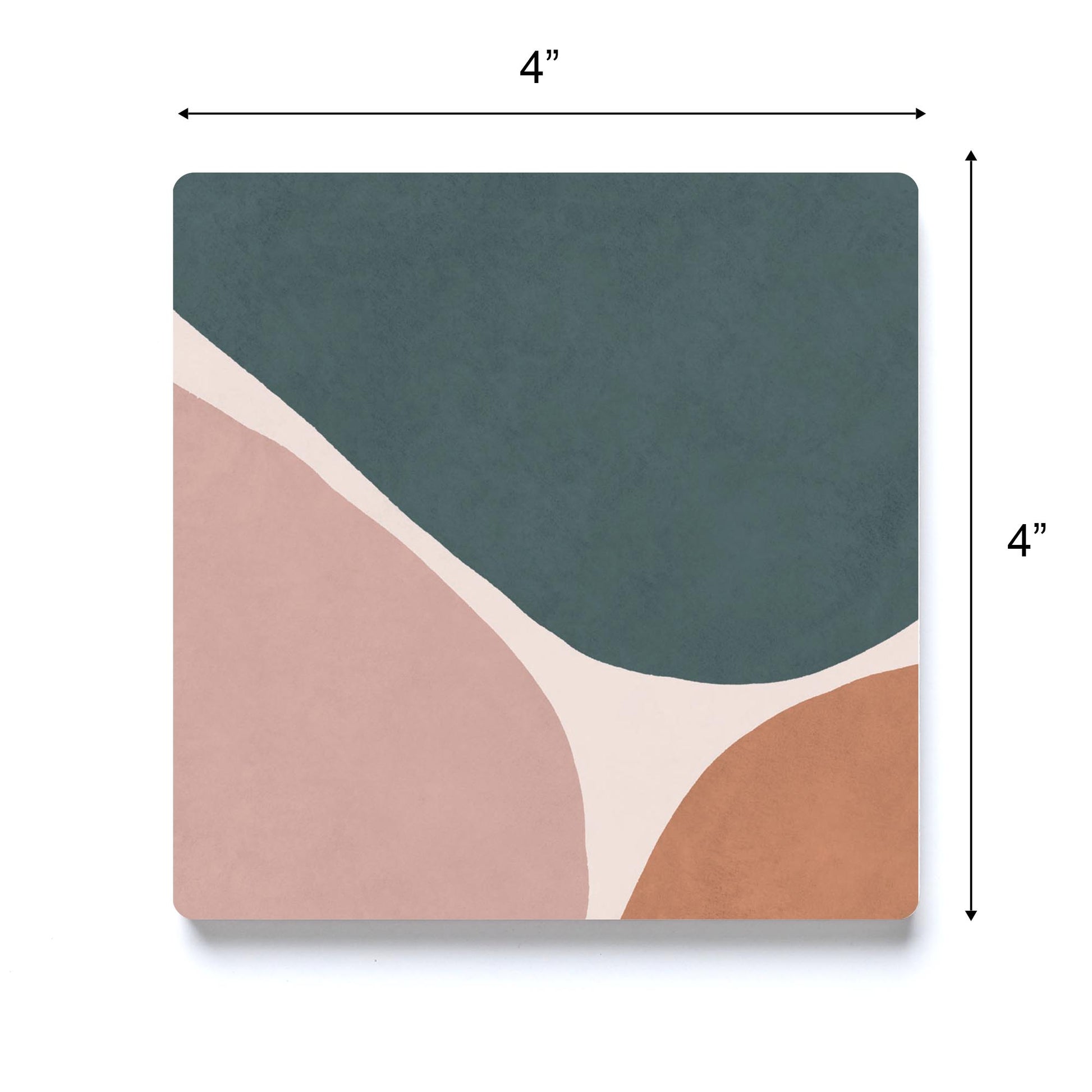 Ceramic Square Coaster-Abstract Retro Shapes 1 -3