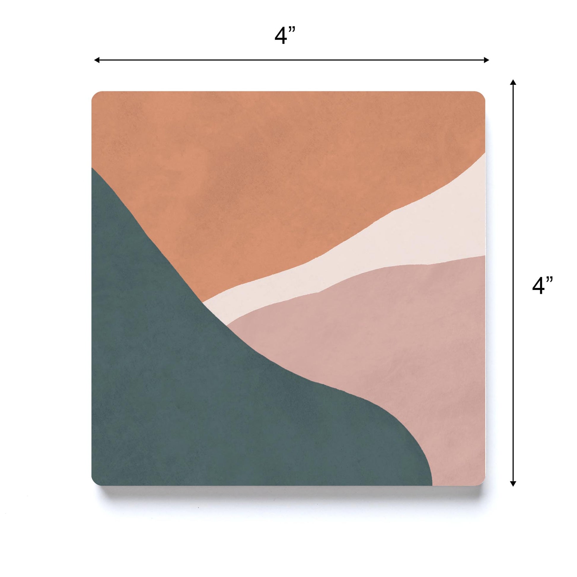 Ceramic Square Coaster-Abstract Retro Shapes 2 -3