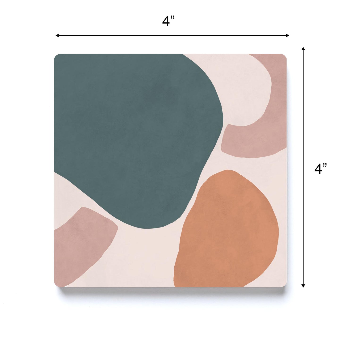 Ceramic Square Coaster-Abstract Retro Shapes 3 -3