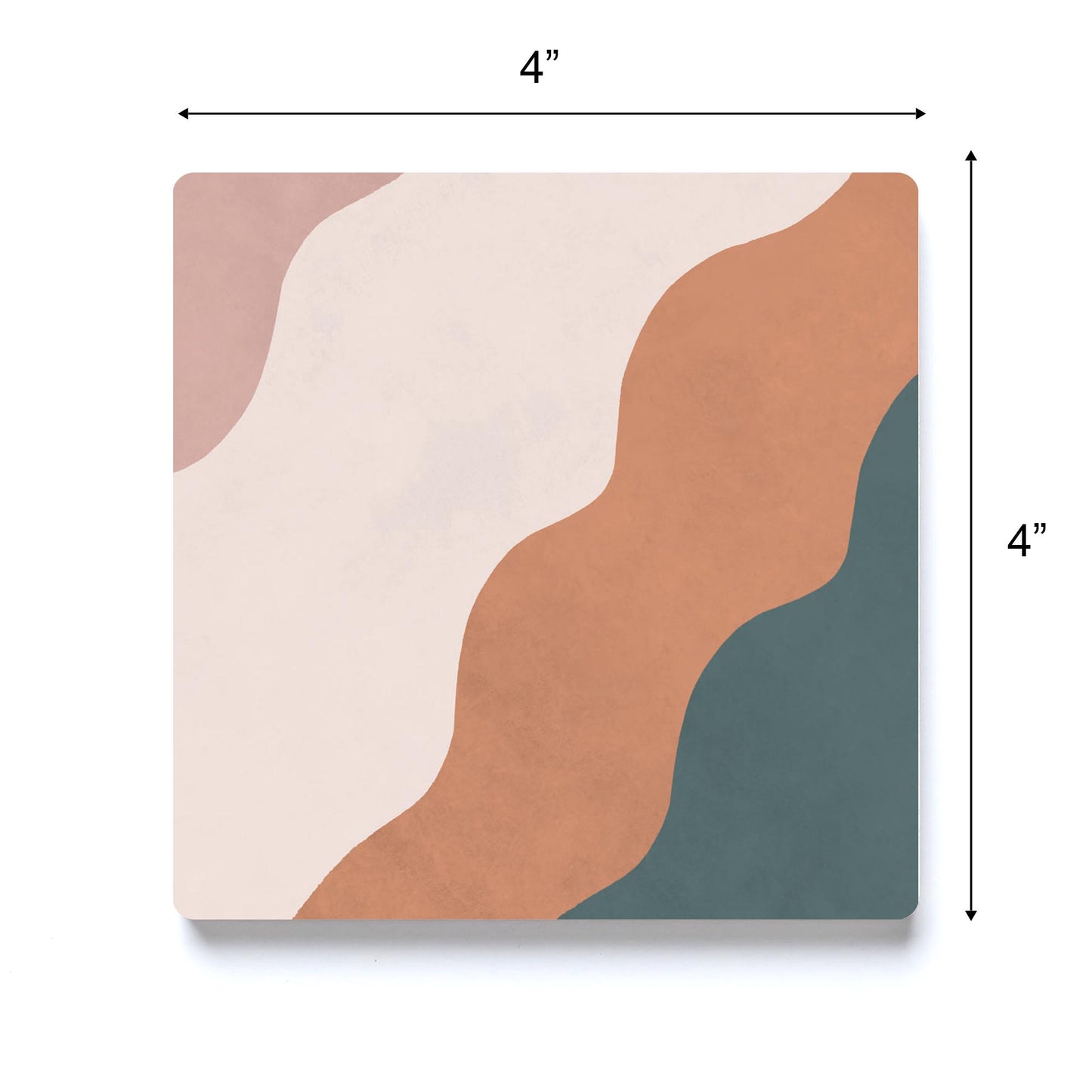 Ceramic Square Coaster-Abstract Retro Shapes 4 -3