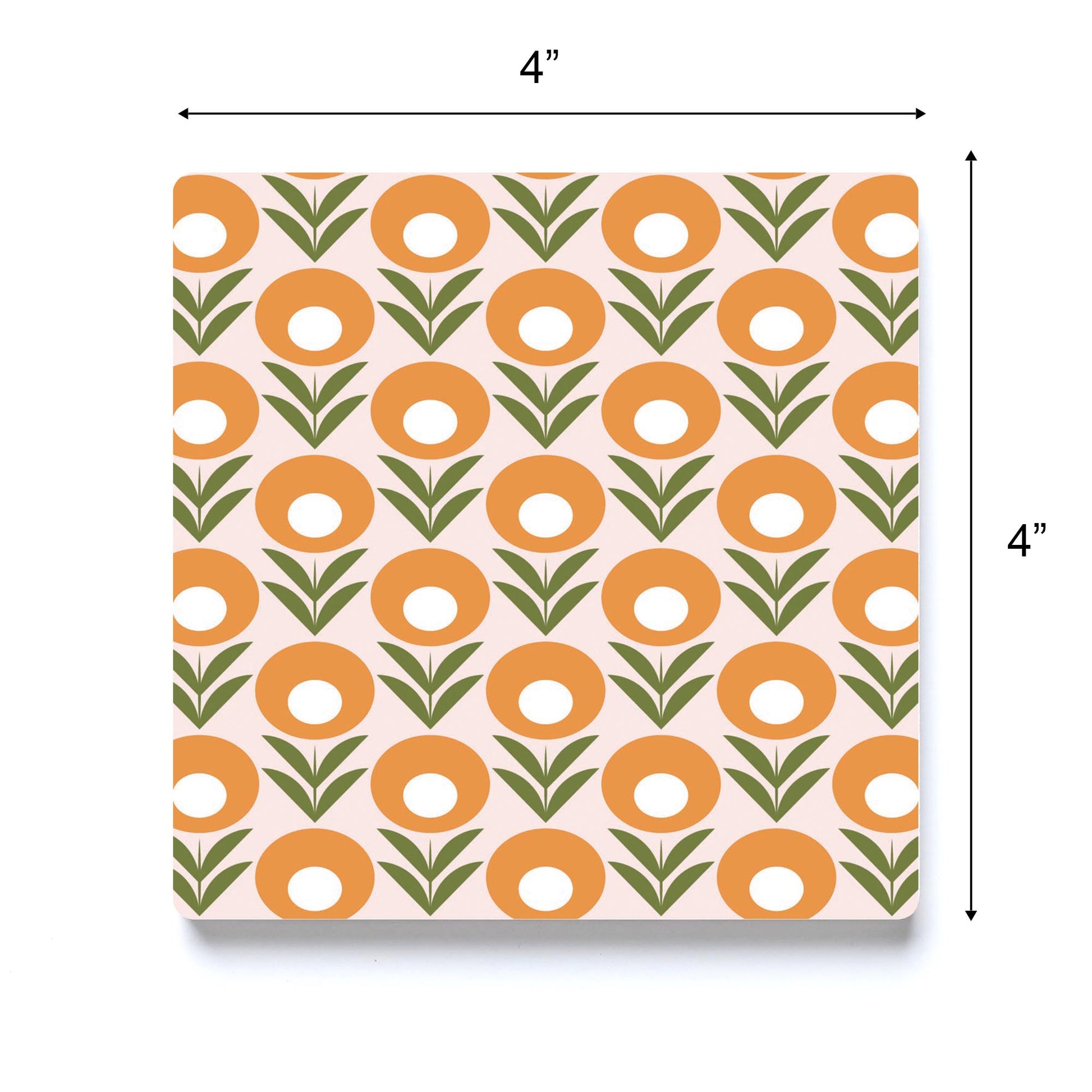 Ceramic Square Coaster-Groovy Flower Pattern 2 -3