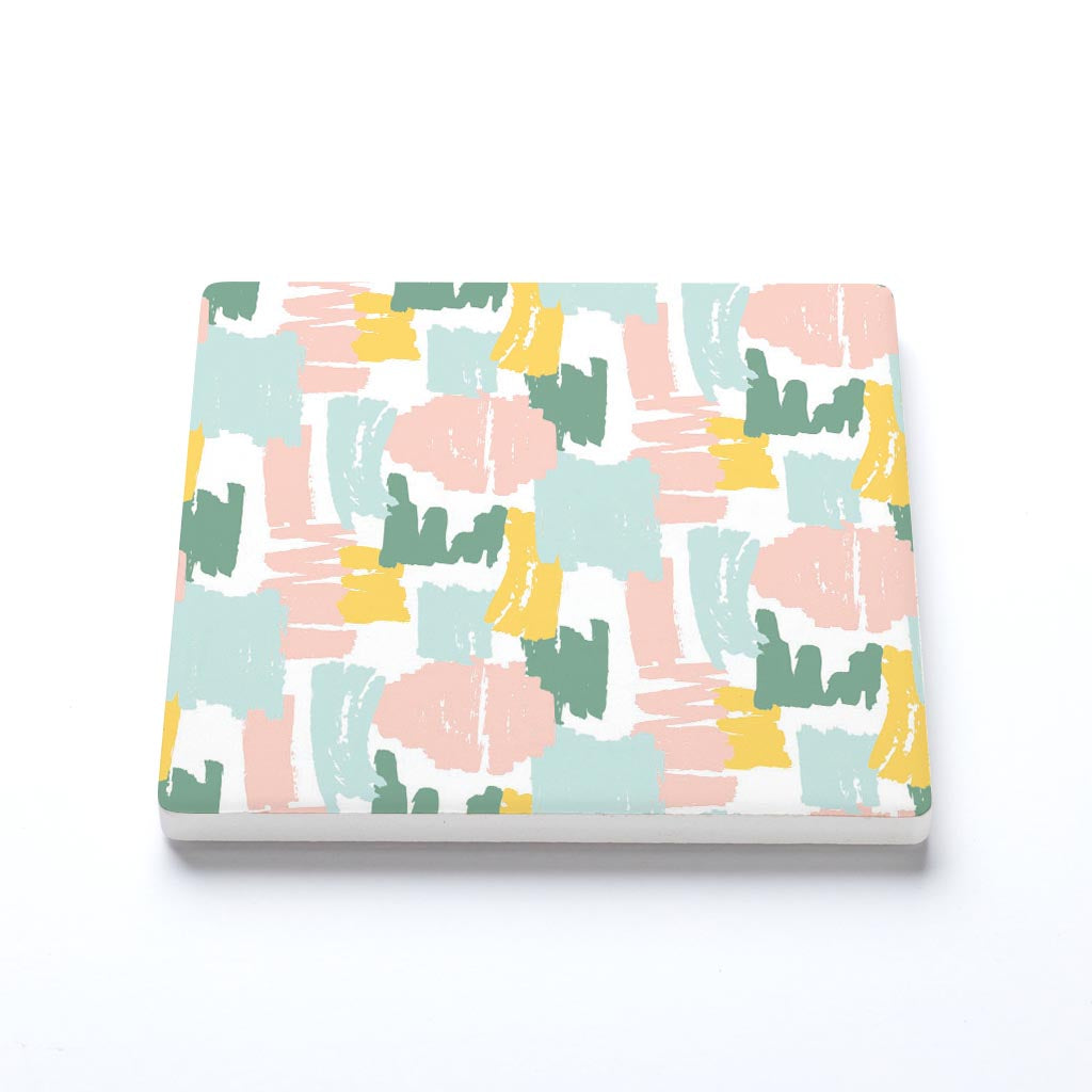 Ceramic Square Coaster-Retro Painted Swatch Pattern 1 -1