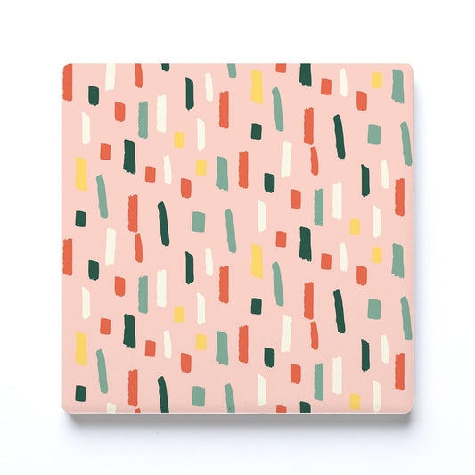 Ceramic Square Coaster-Retro Painted Swatch Pattern 3 -0