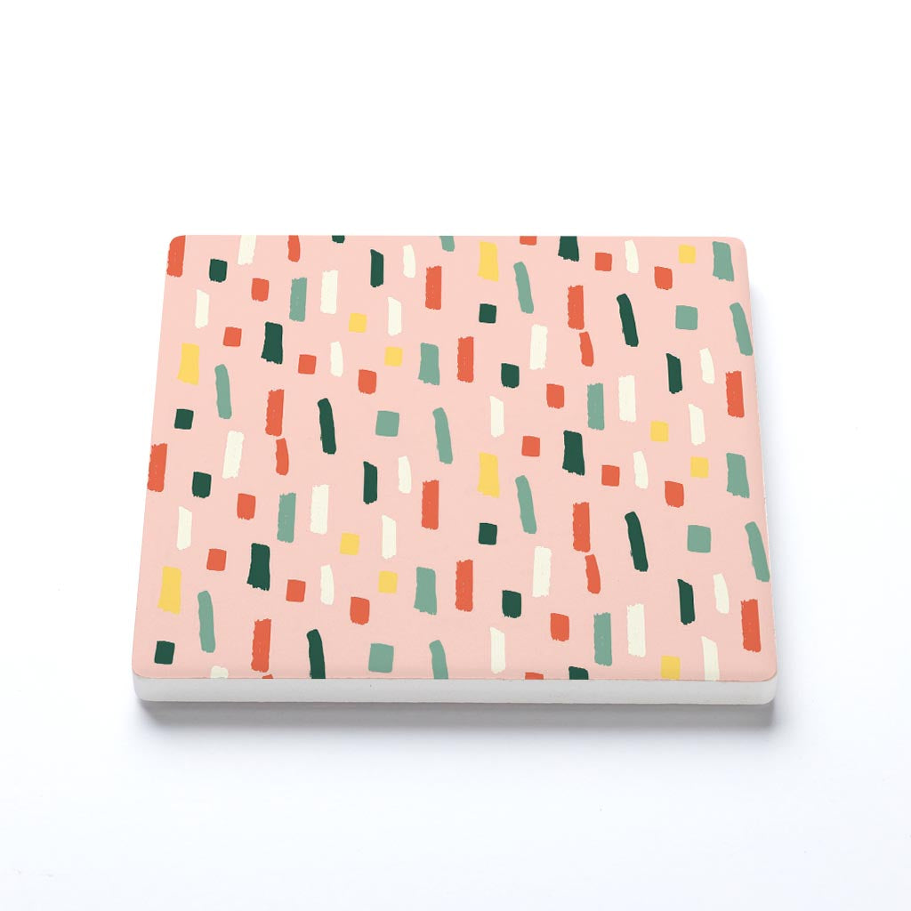 Ceramic Square Coaster-Retro Painted Swatch Pattern 3 -1