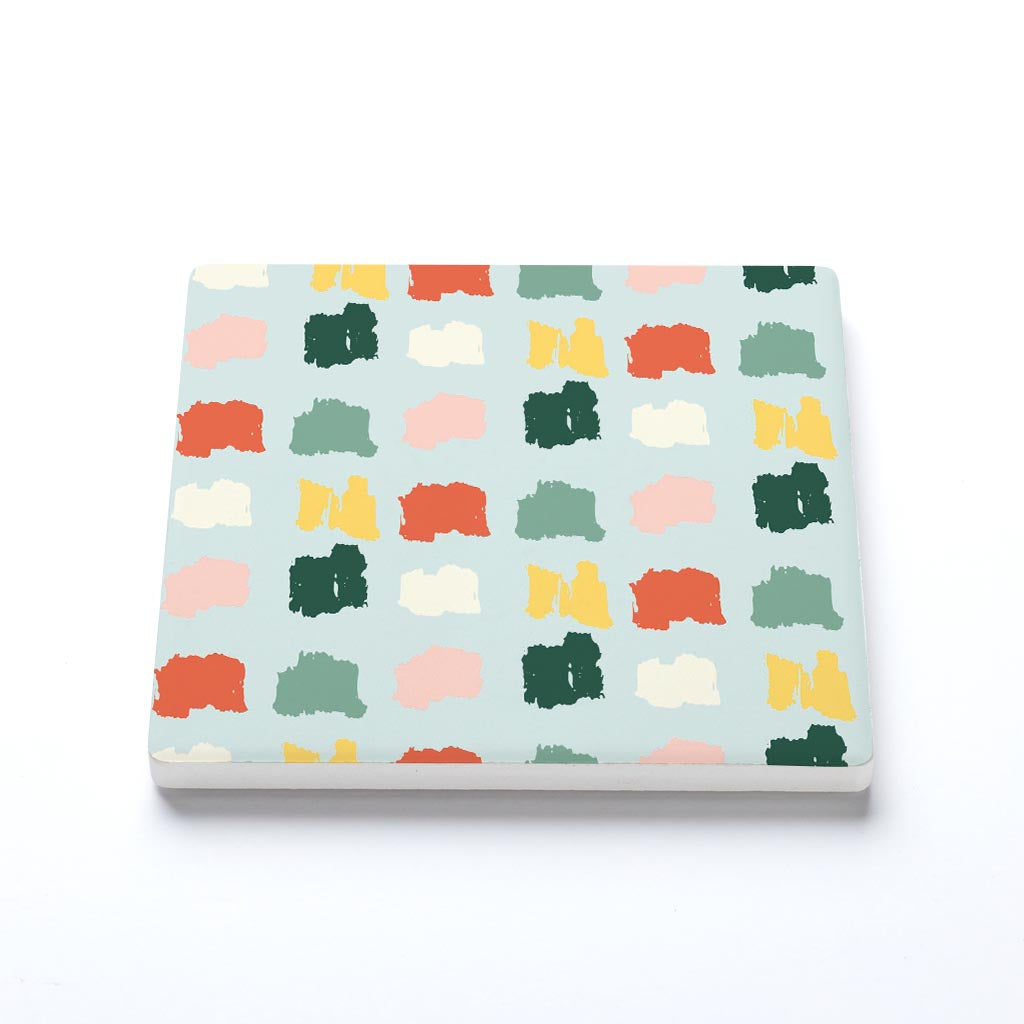 Ceramic Square Coaster-Retro Painted Swatch Pattern 4 -1