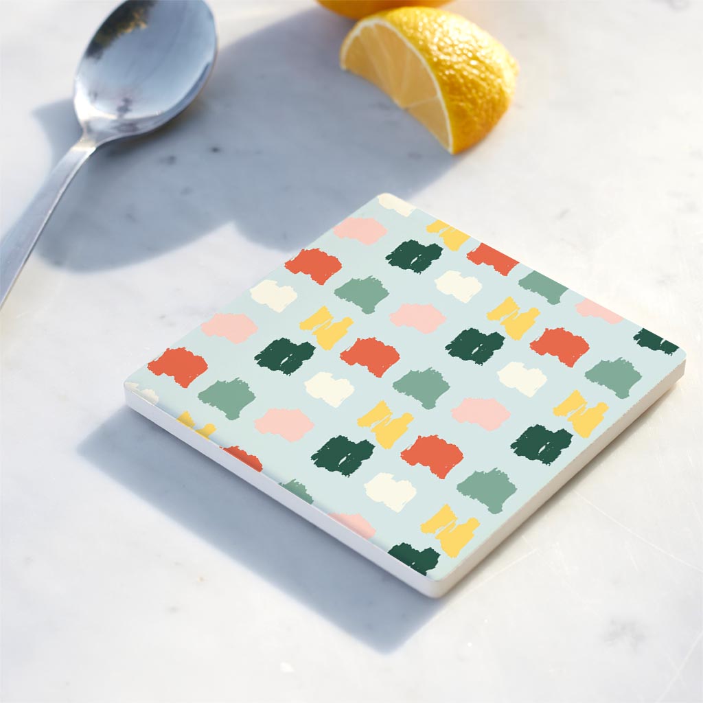 Ceramic Square Coaster-Retro Painted Swatch Pattern 4 -4