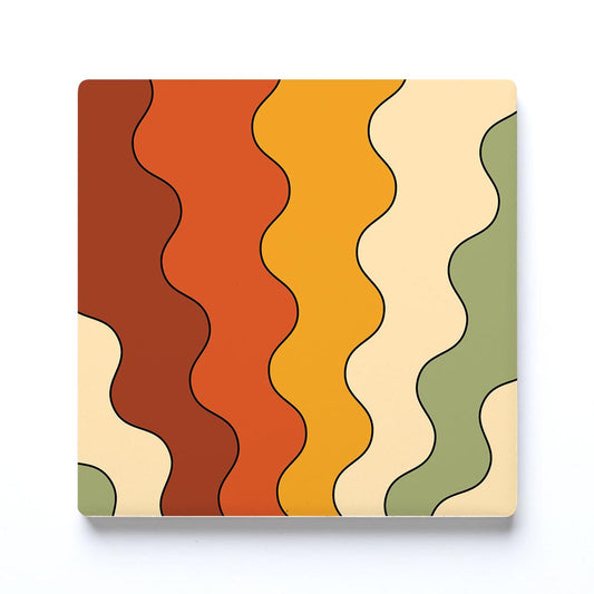 Ceramic Square Coaster-Retro Rainbow Pattern 4 -0