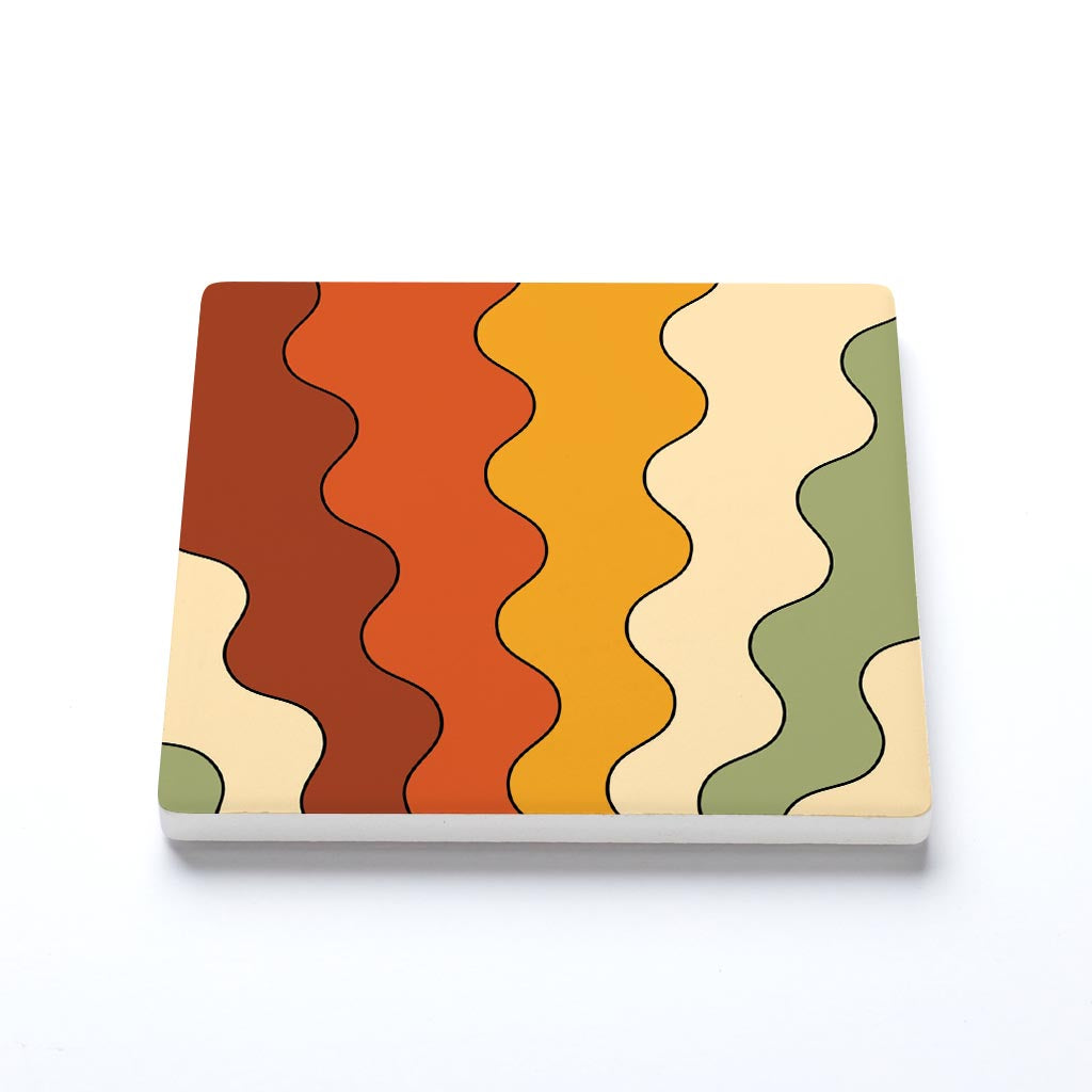 Ceramic Square Coaster-Retro Rainbow Pattern 4 -1