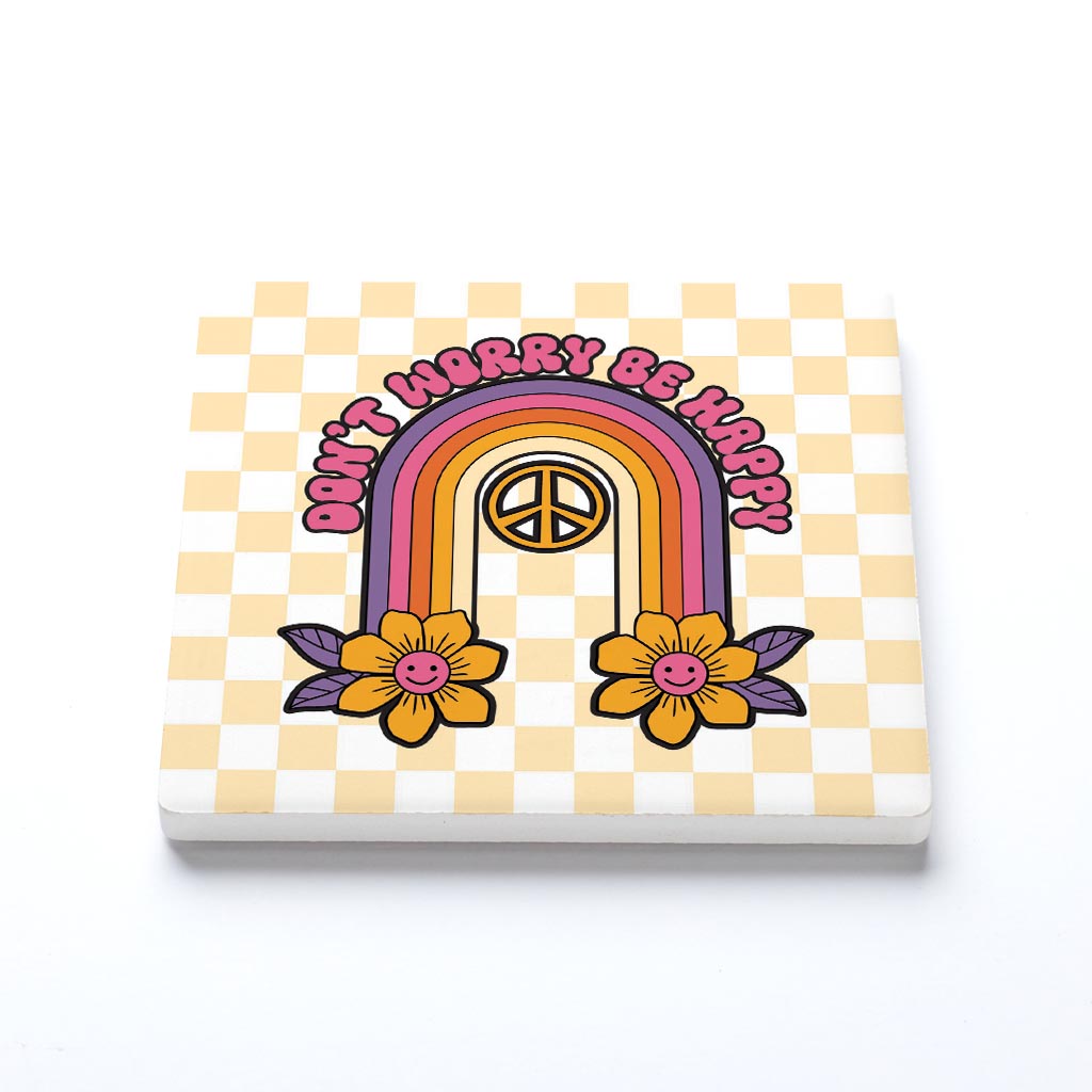 Ceramic Square Coaster-Bright Retro Don't Worry -1