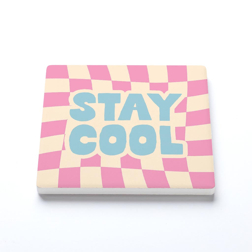 Ceramic Square Coaster-Bright Retro Stay Cool -1