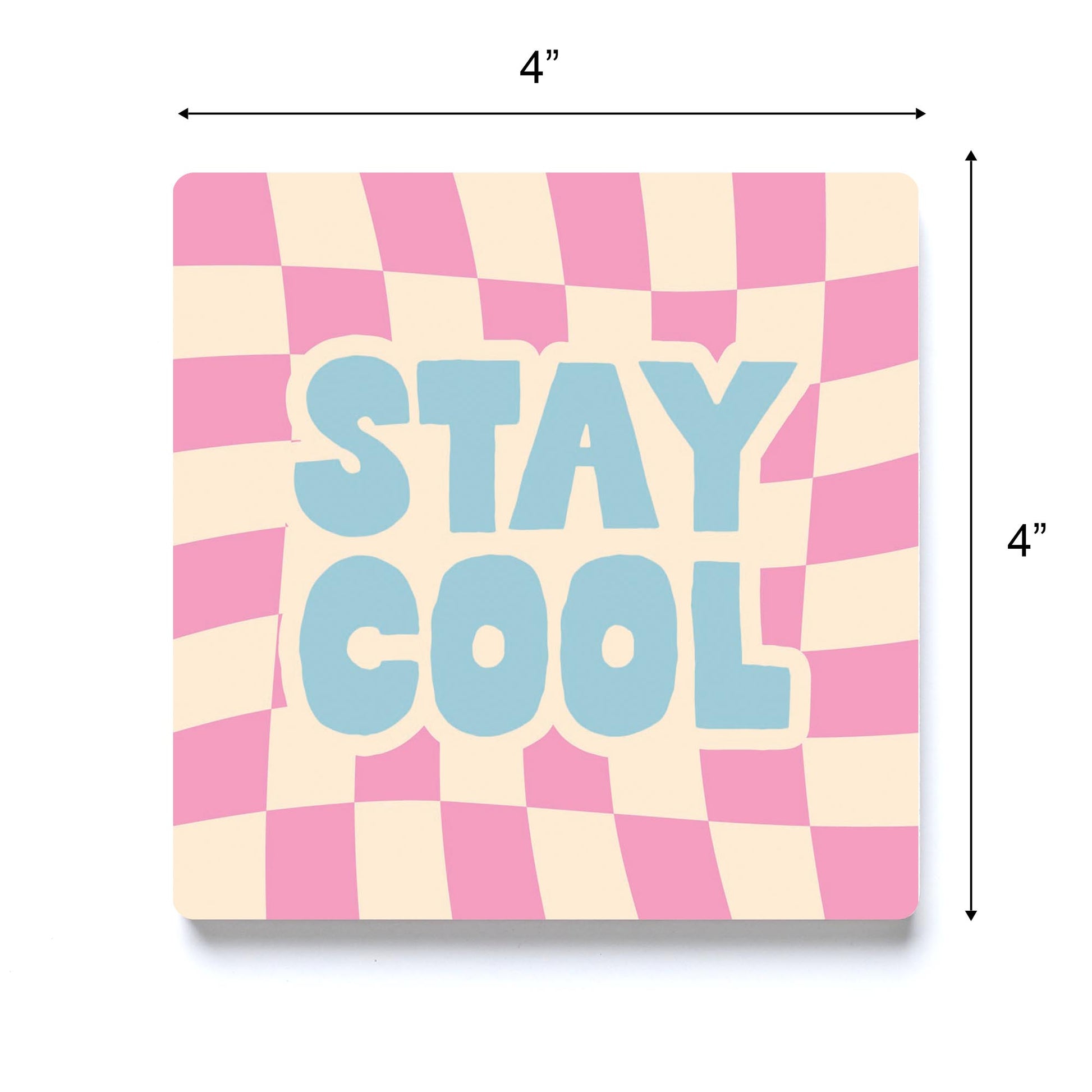 Ceramic Square Coaster-Bright Retro Stay Cool -3