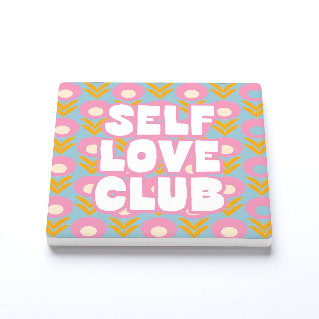 Ceramic Square Coaster-Bright Retro Self Love Club -1