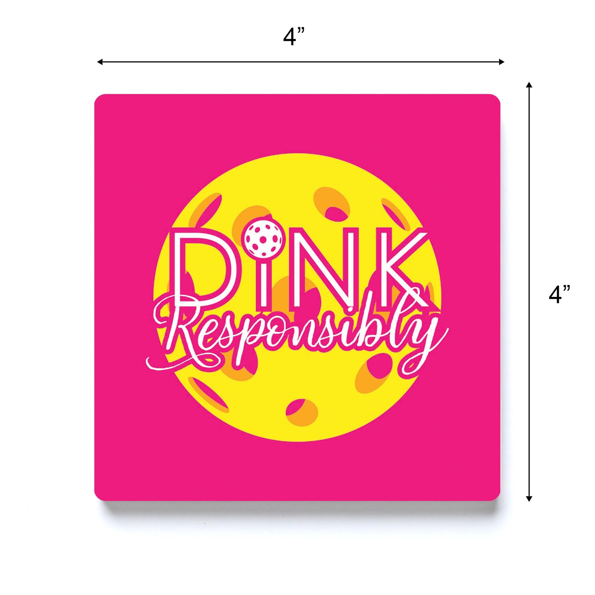 Ceramic Square Coaster-Dink Responsibly Pink -3