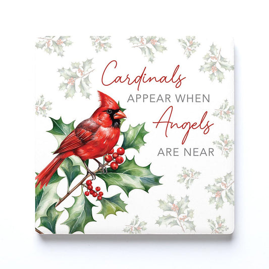 Ceramic Square Coaster-Cardinal Christmas Angels Are Near -0