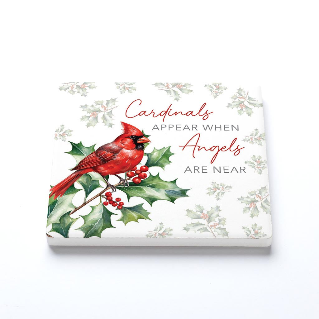 Ceramic Square Coaster-Cardinal Christmas Angels Are Near -1