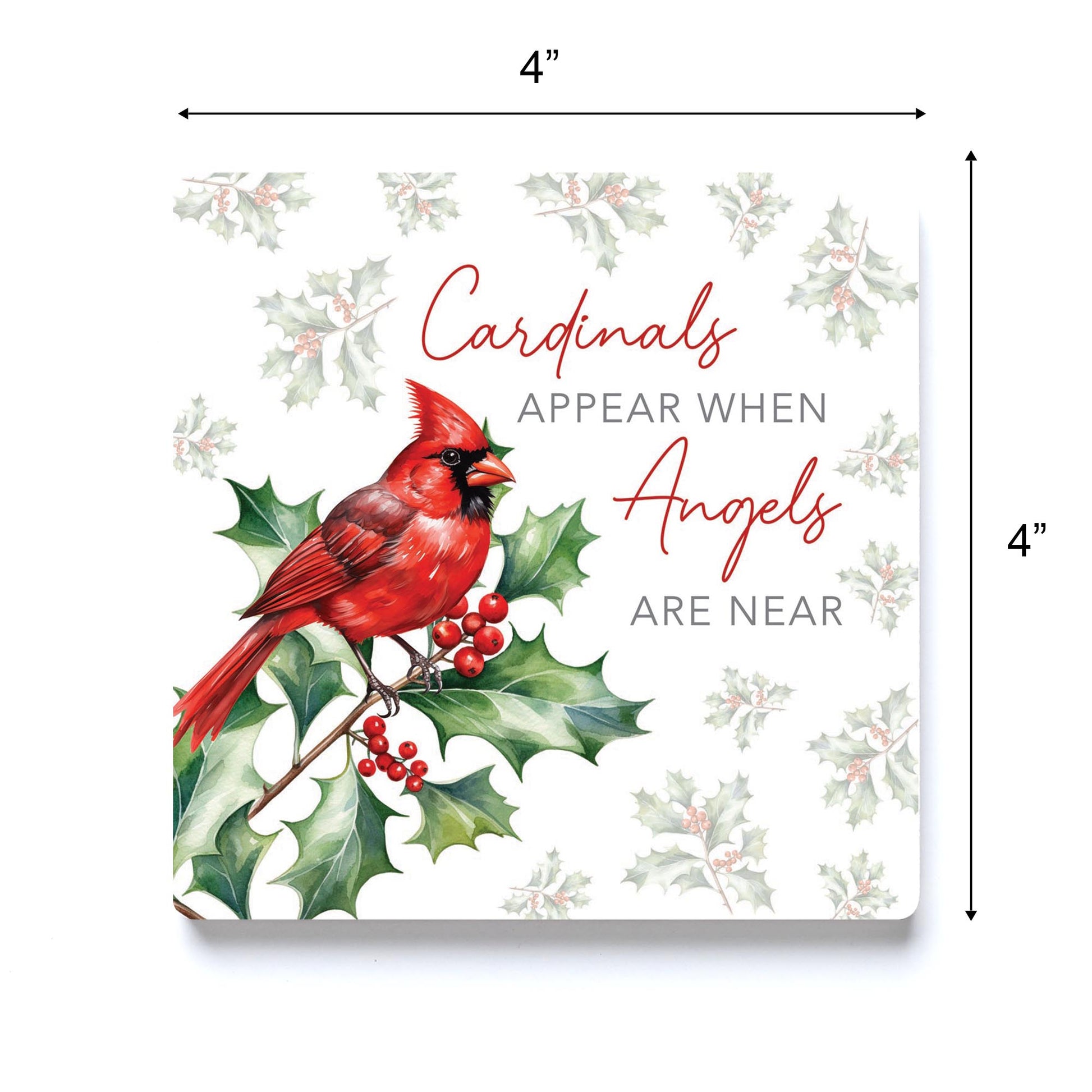 Ceramic Square Coaster-Cardinal Christmas Angels Are Near -3