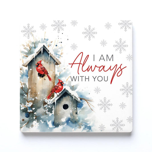 Ceramic Square Coaster-Cardinal Christmas Always With You -0