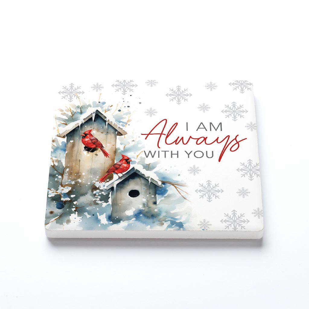 Ceramic Square Coaster-Cardinal Christmas Always With You -1
