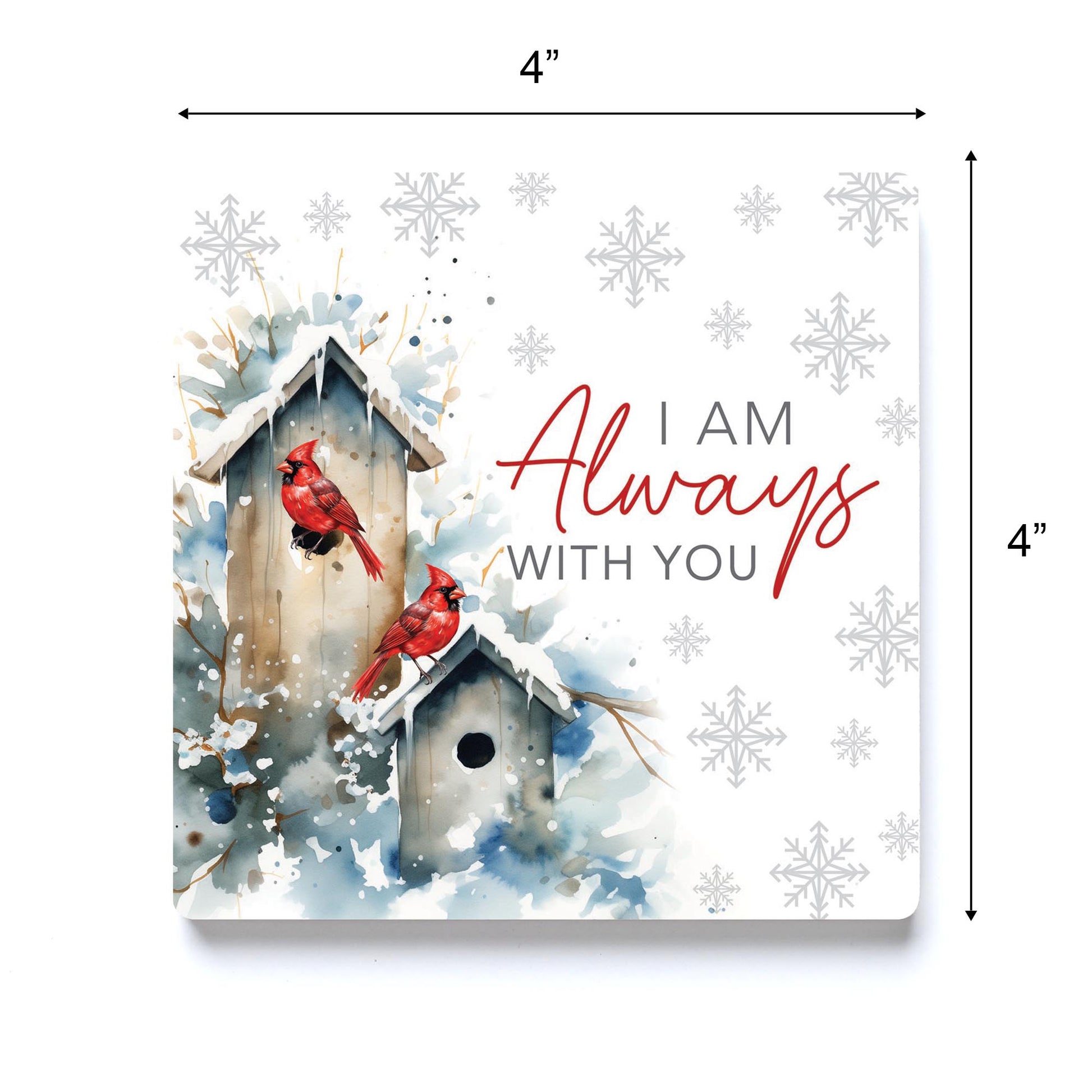 Ceramic Square Coaster-Cardinal Christmas Always With You -3