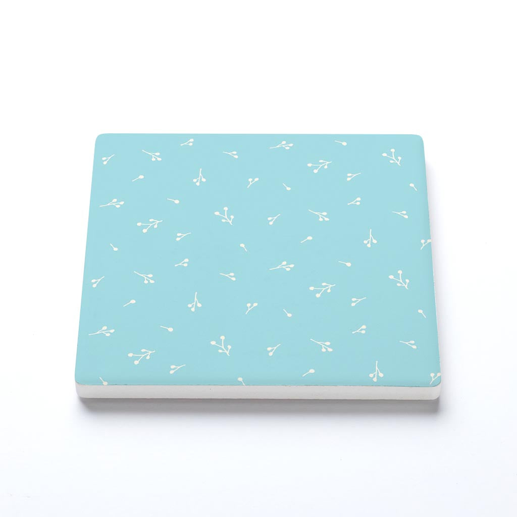 Ceramic Square Coaster-Bright Whimsical Blue Pattern -1