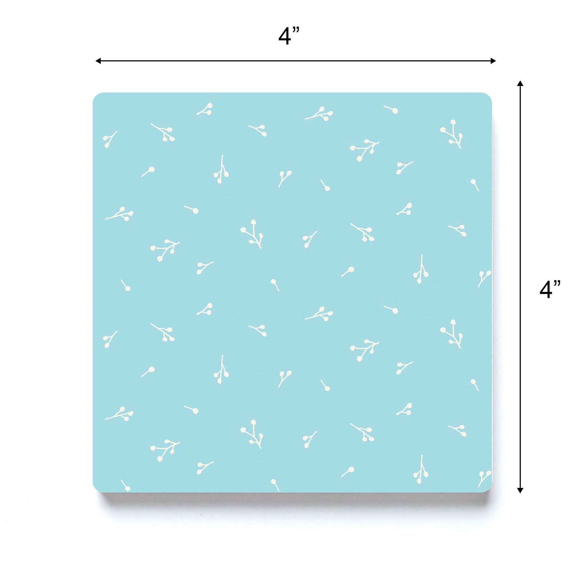 Ceramic Square Coaster-Bright Whimsical Blue Pattern -3