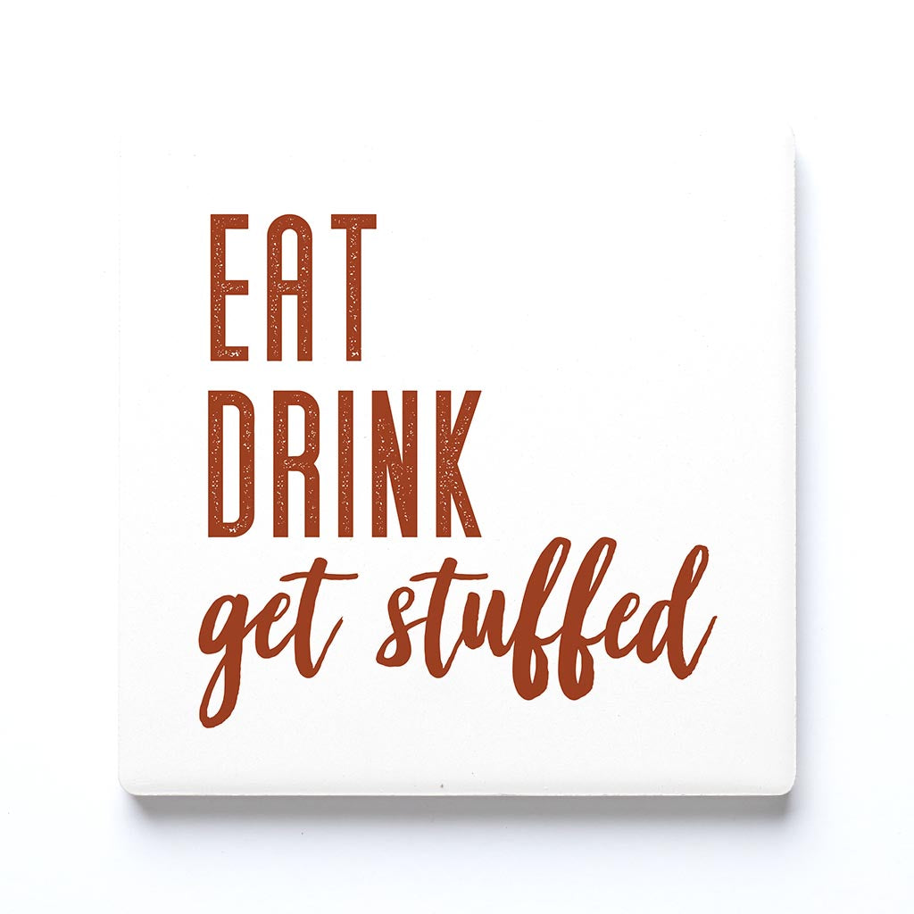 Ceramic Square Coaster-Eat Drink Get Stuffed Canvas