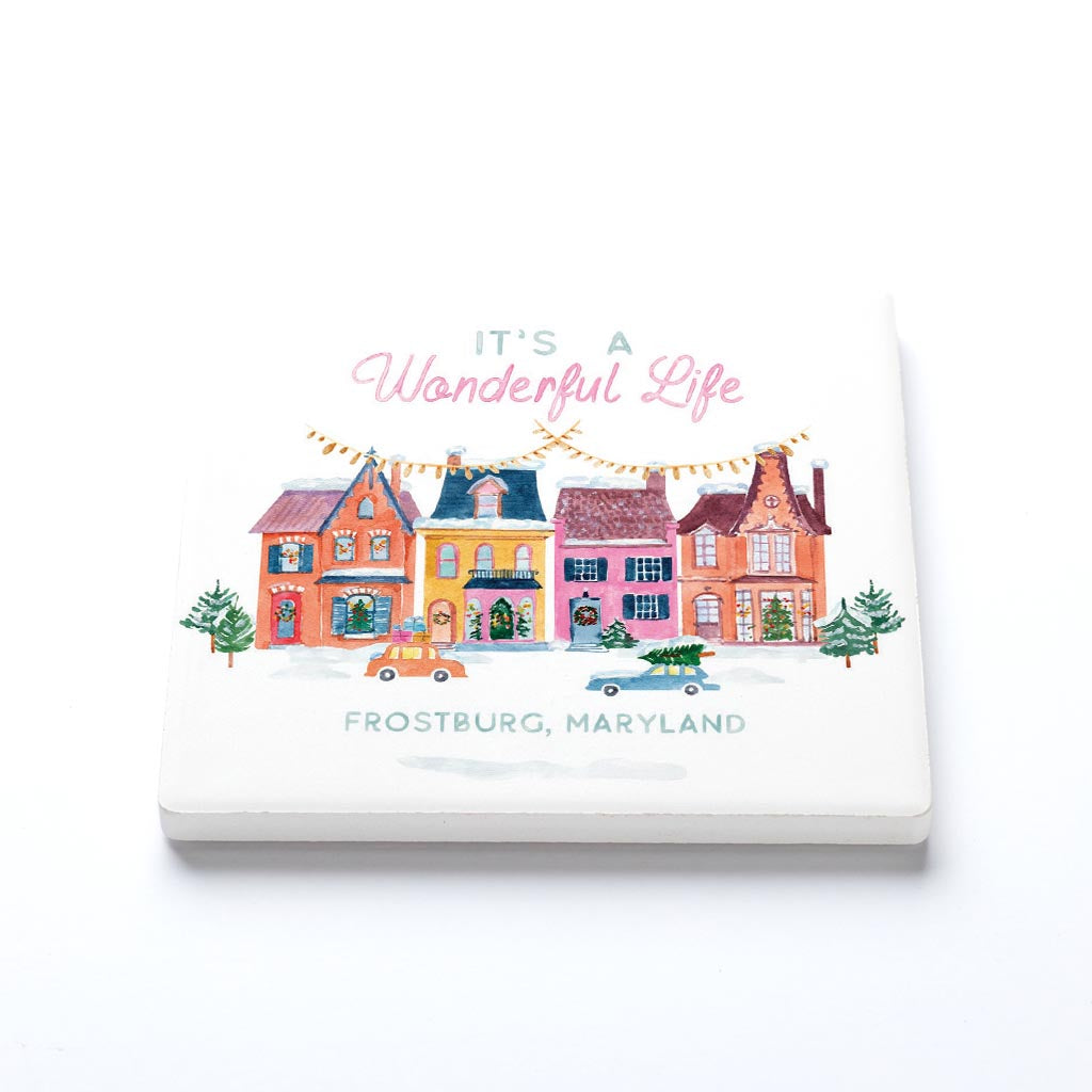 Ceramic Square Coaster-Love + Local It's A Wonderful Life -1