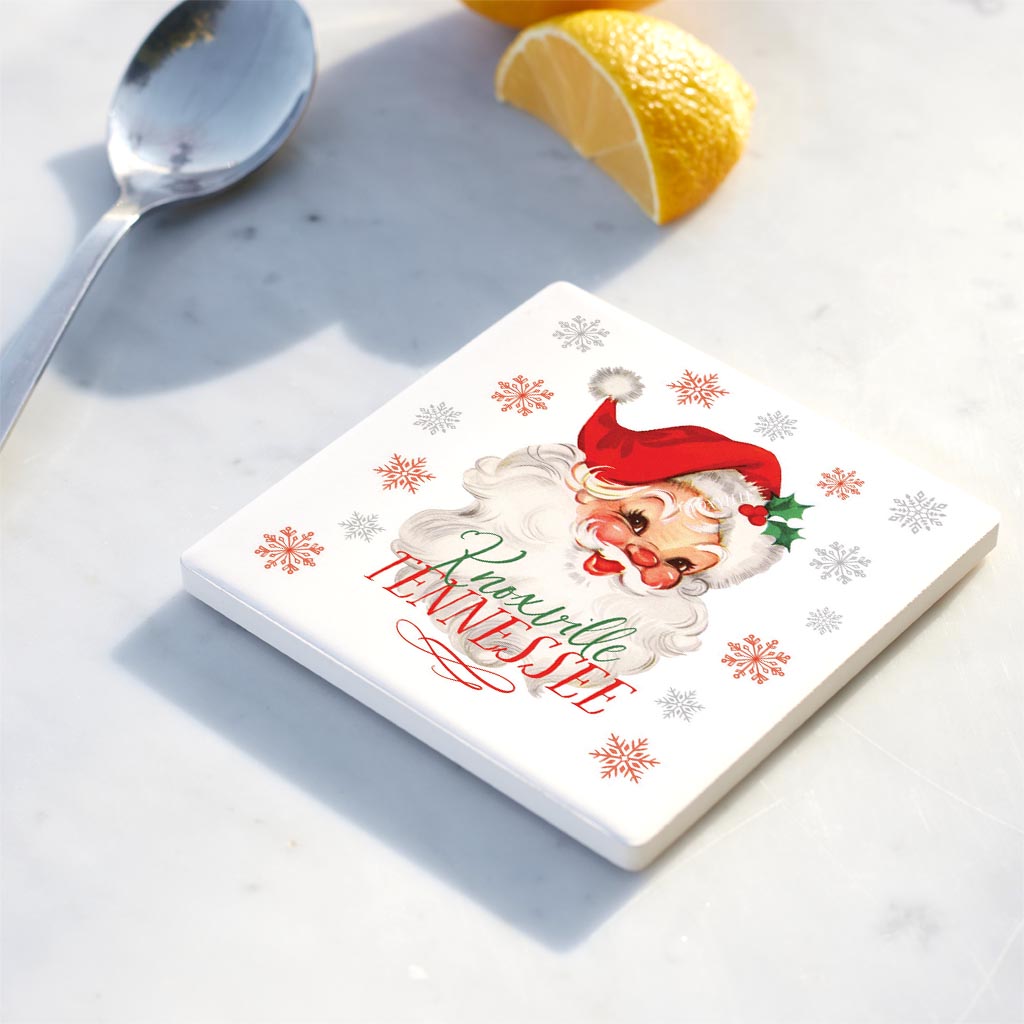 Ceramic Square Coaster-Classic Santa City & State