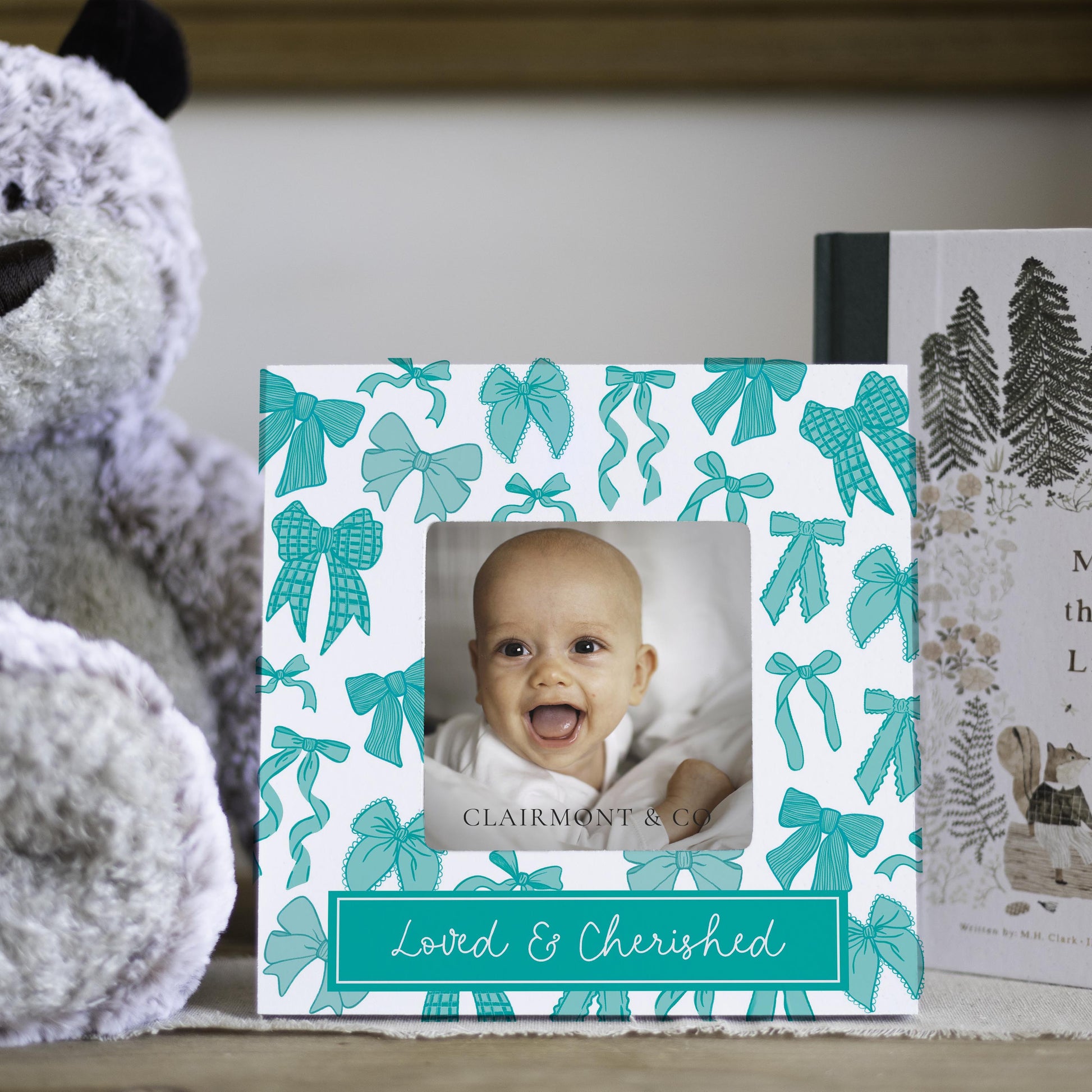 Simply Square Frame-Blue Bows Loved & Cherished -4
