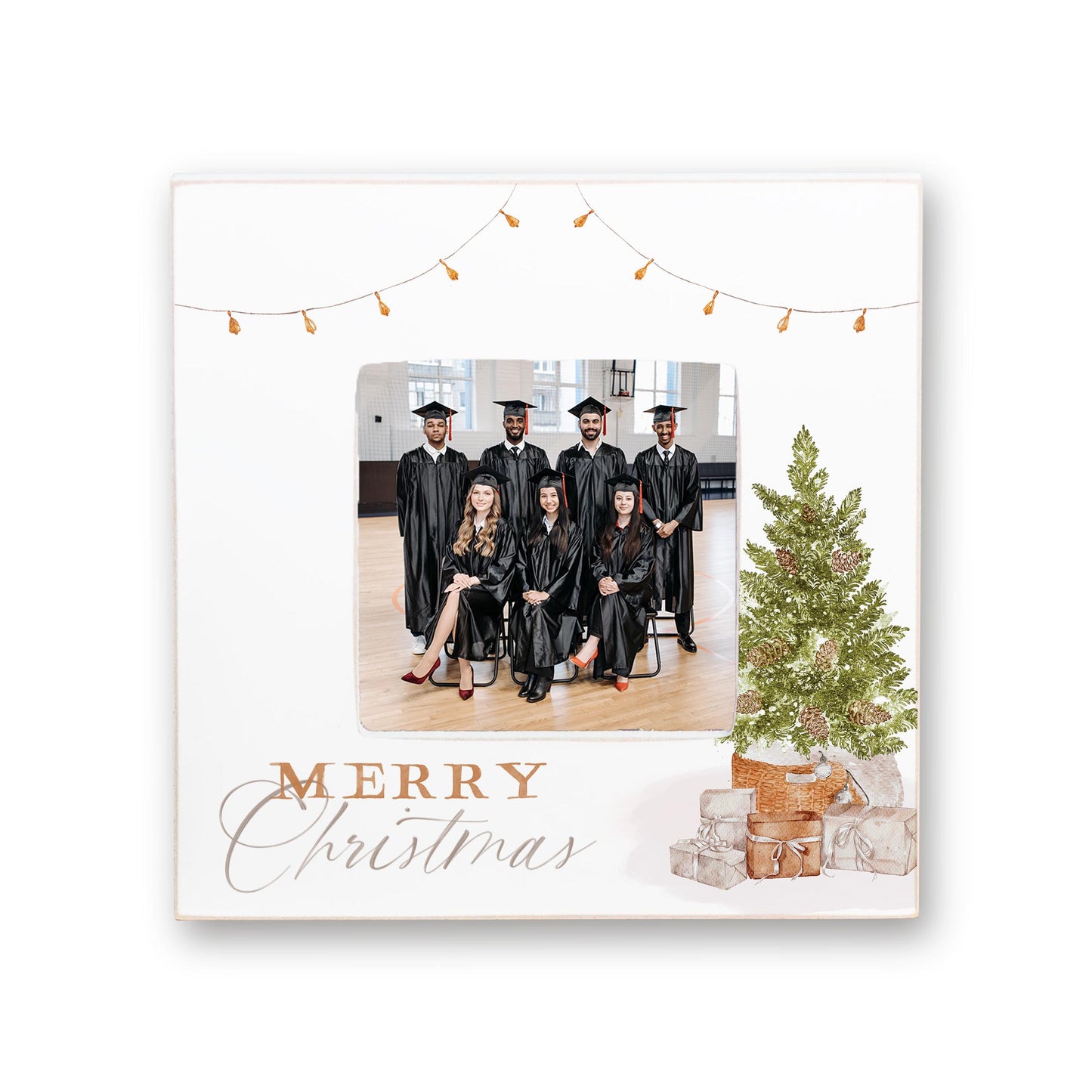 Simply Square Frame-Cottage Tree Merry Christmas