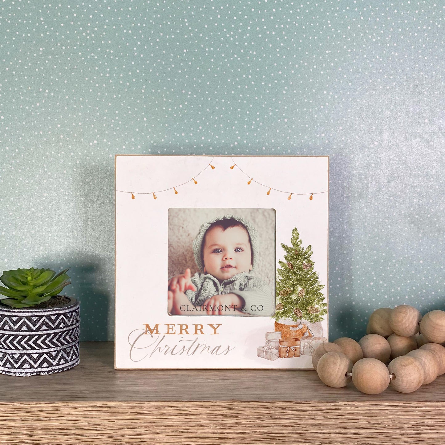 Simply Square Frame-Cottage Tree Merry Christmas