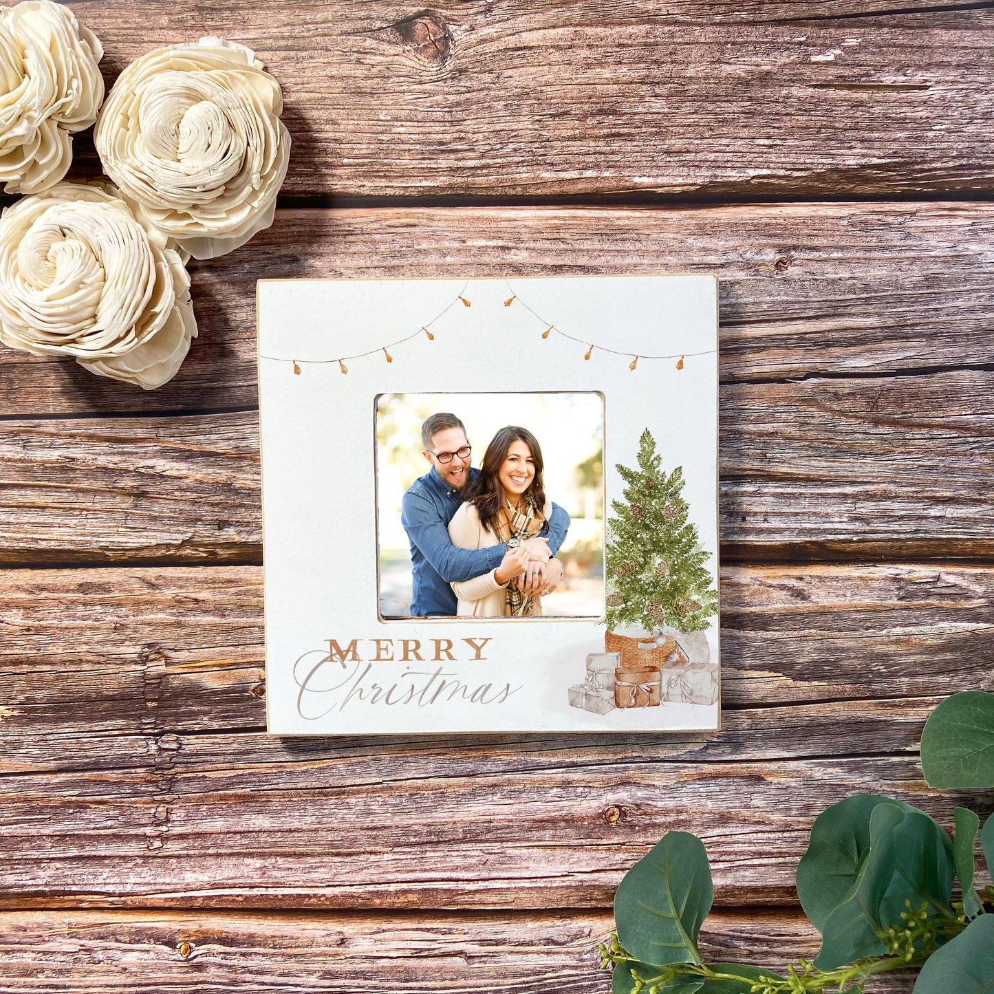 Simply Square Frame-Cottage Tree Merry Christmas