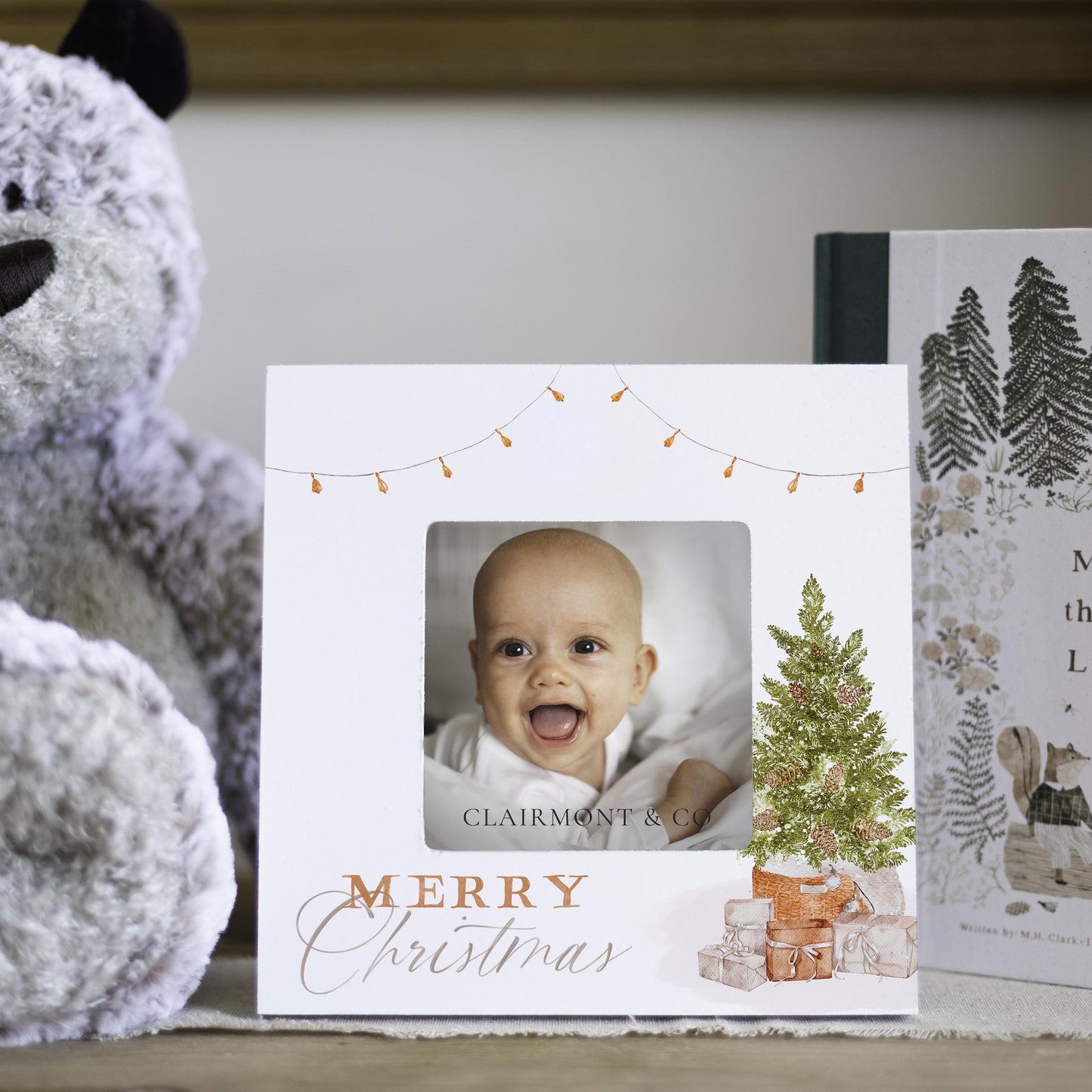 Simply Square Frame-Cottage Tree Merry Christmas