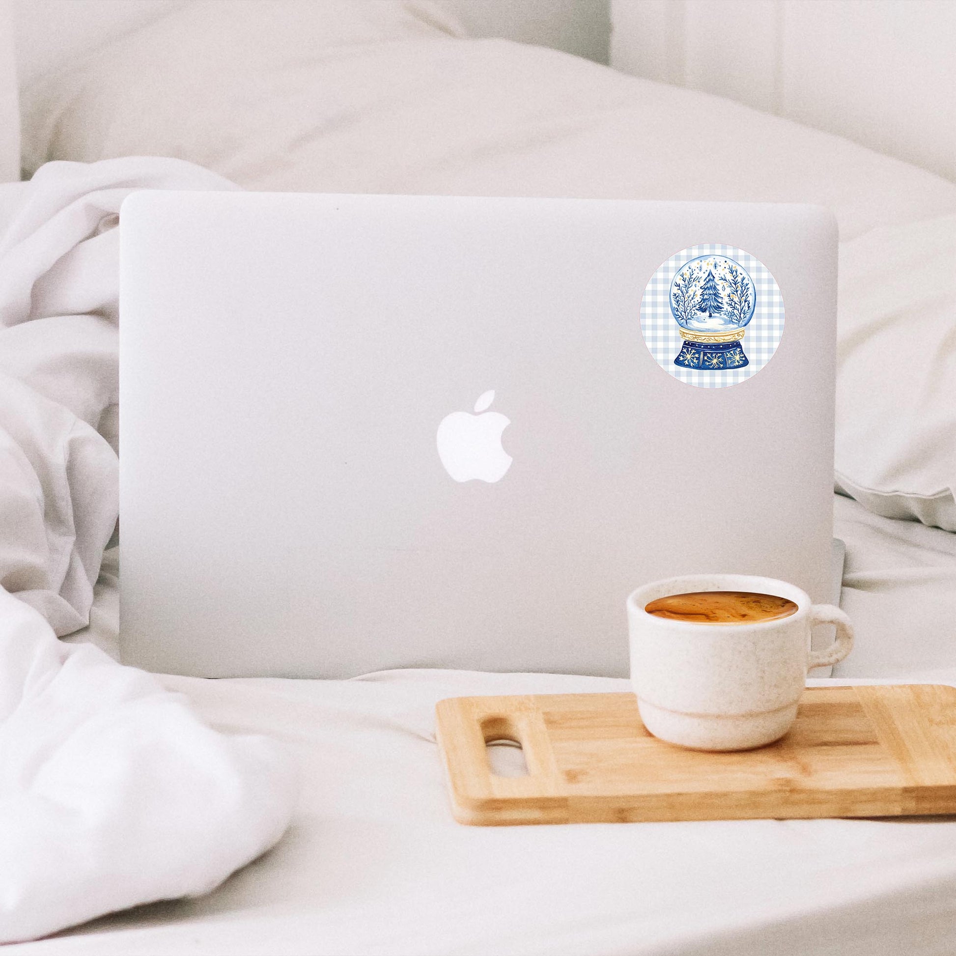 Vinyl Sticker-Blue Noel - A Grand Millennial Christmas Snow Globe -1