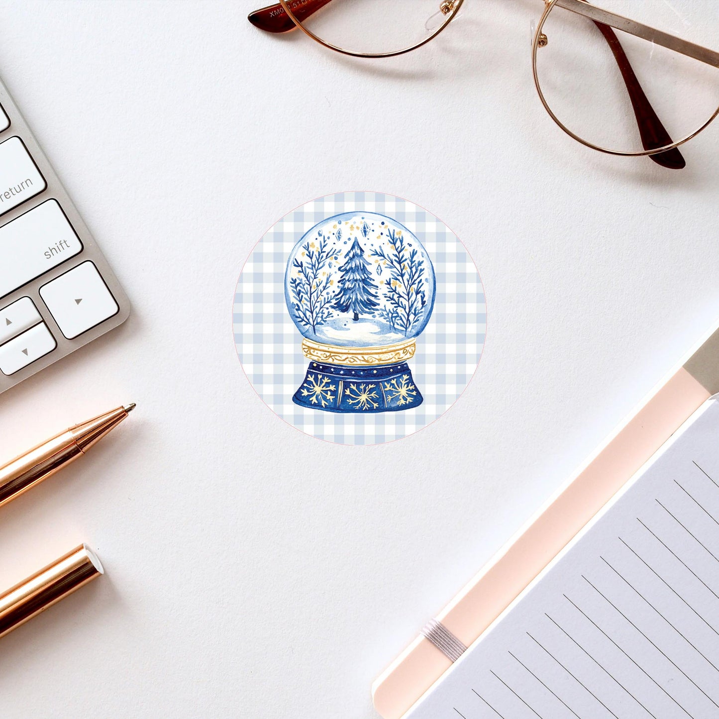 Vinyl Sticker-Blue Noel - A Grand Millennial Christmas Snow Globe -2