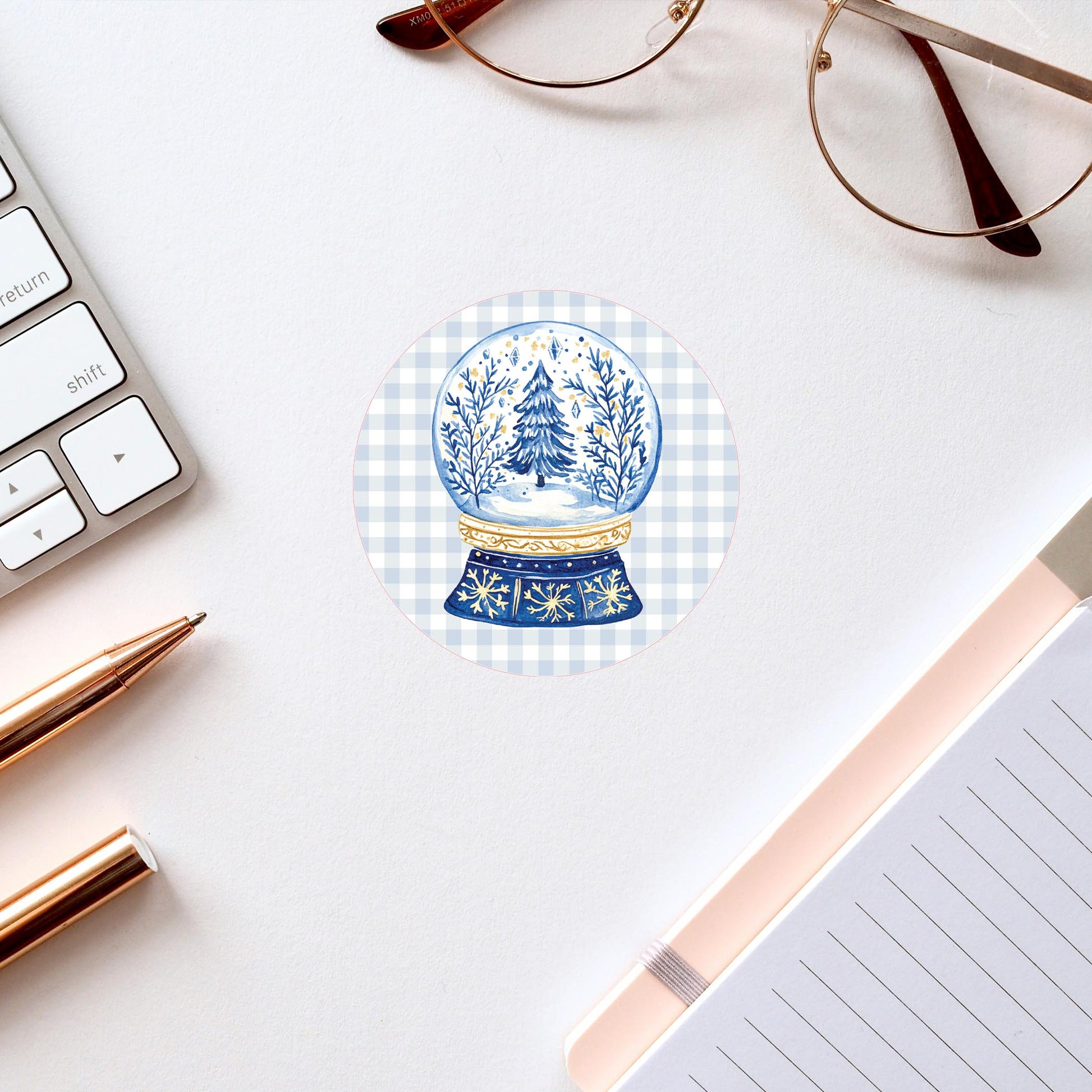 Vinyl Sticker-Blue Noel - A Grand Millennial Christmas Snow Globe -2