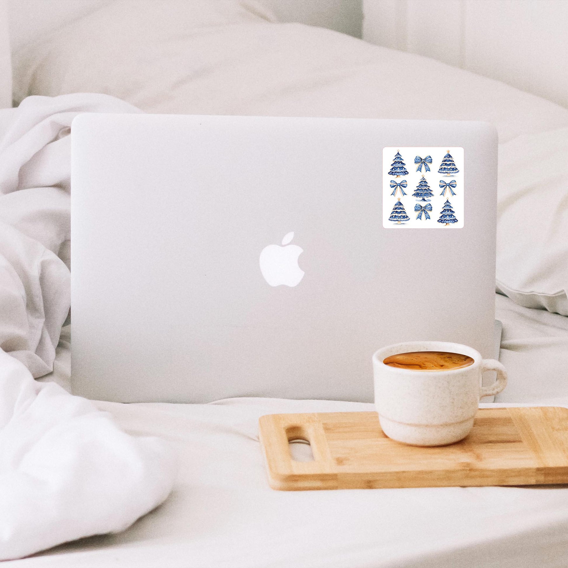 Vinyl Sticker-Blue Noel - A Grand Millennial Christmas Trees & Bows -1