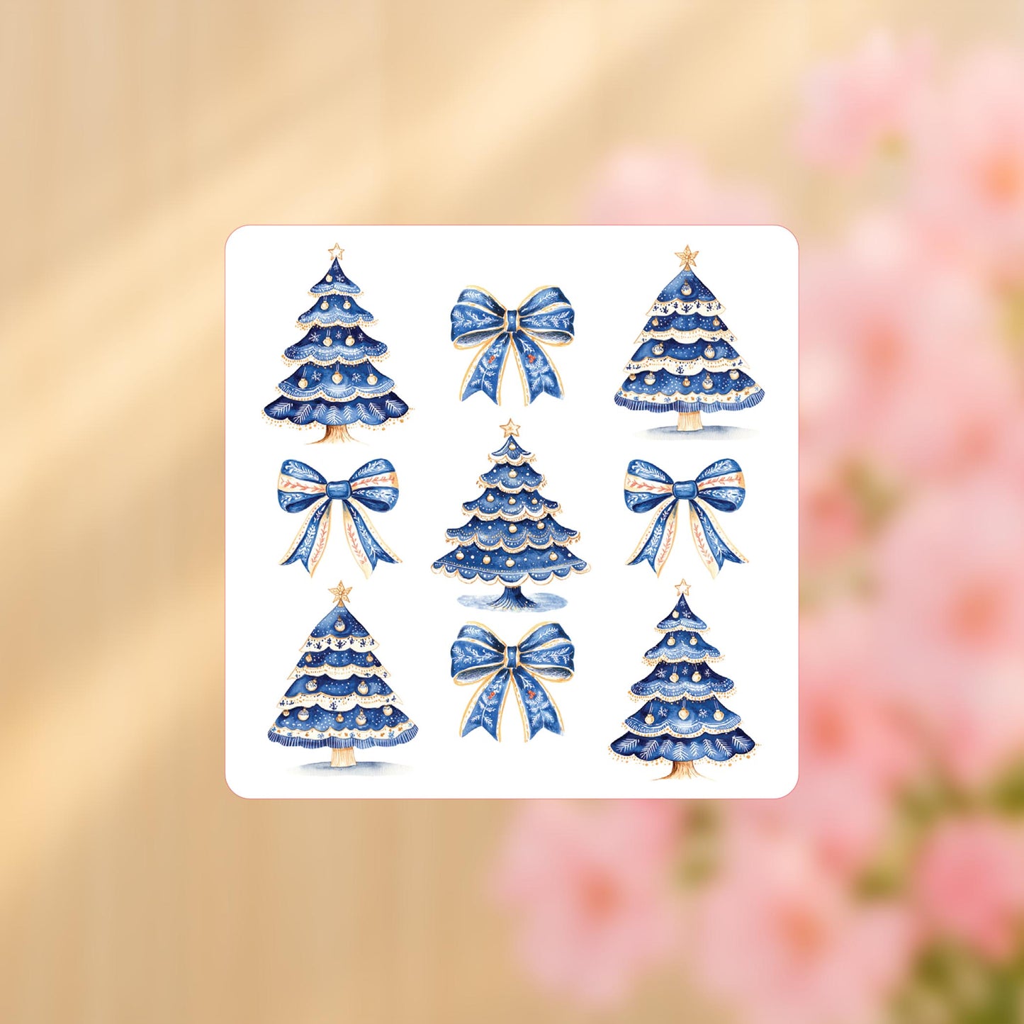 Vinyl Sticker-Blue Noel - A Grand Millennial Christmas Trees & Bows -4